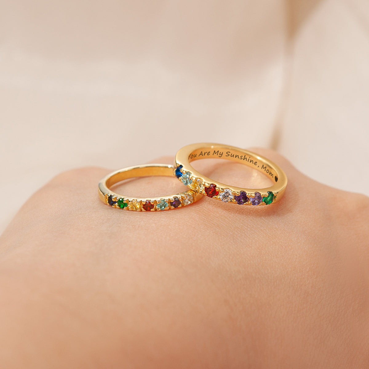 Personalized 925 Sterling Silver Birthstone Ring