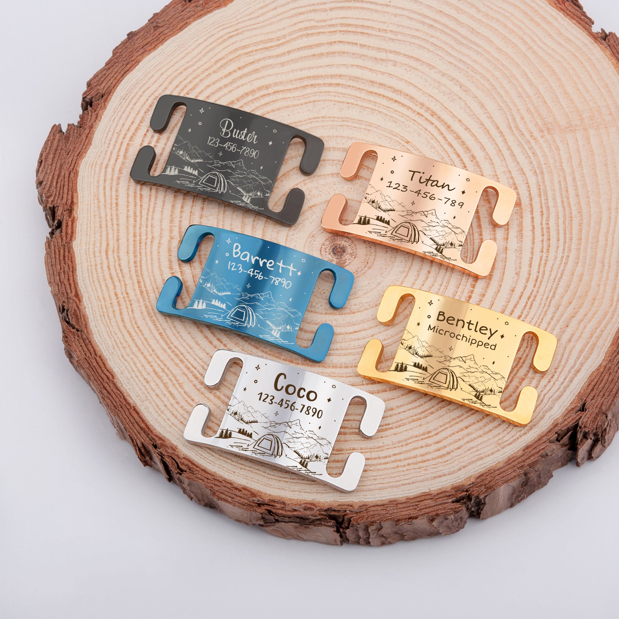 Outdoor Camping Slide On Pet ID Tag for Pets
