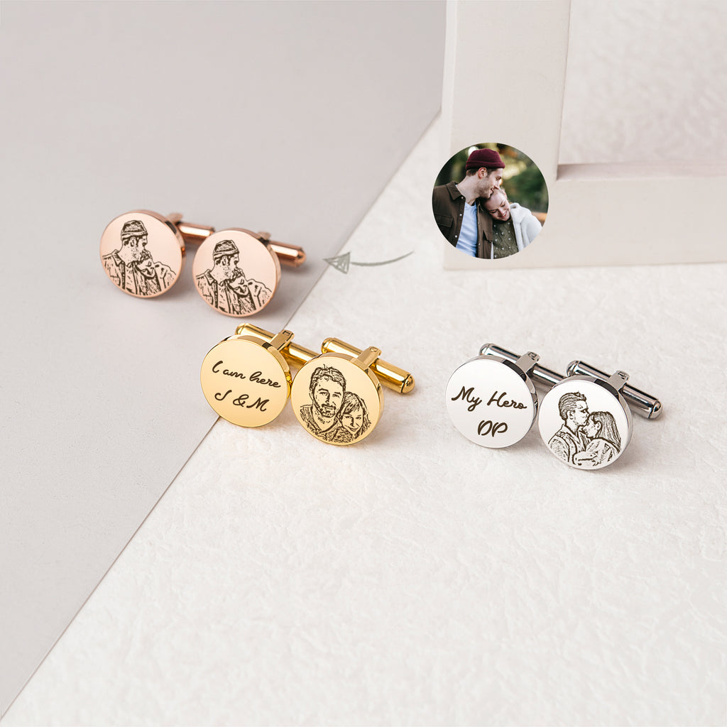 Round Photo Cuff Links