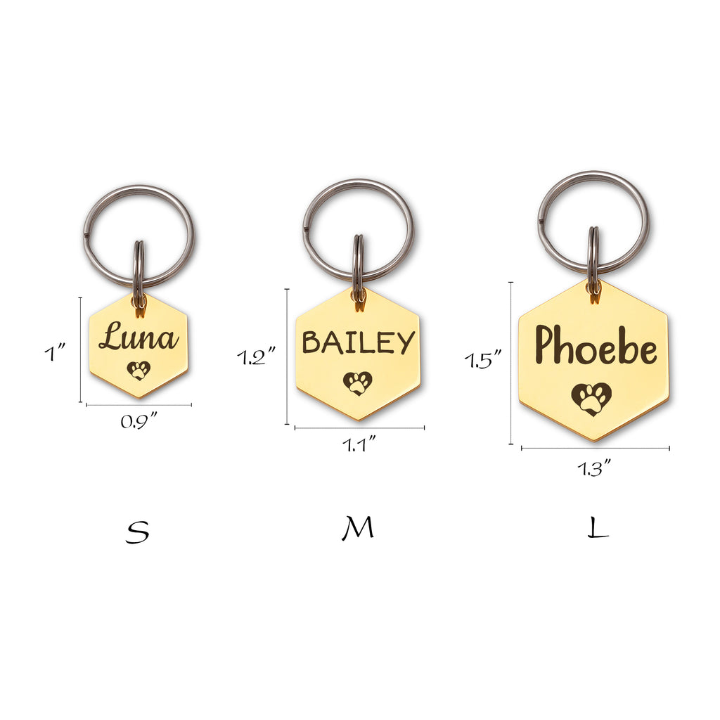 Personalized Hexagon Shaped Pet ID Dog Tag for Cat or Dog