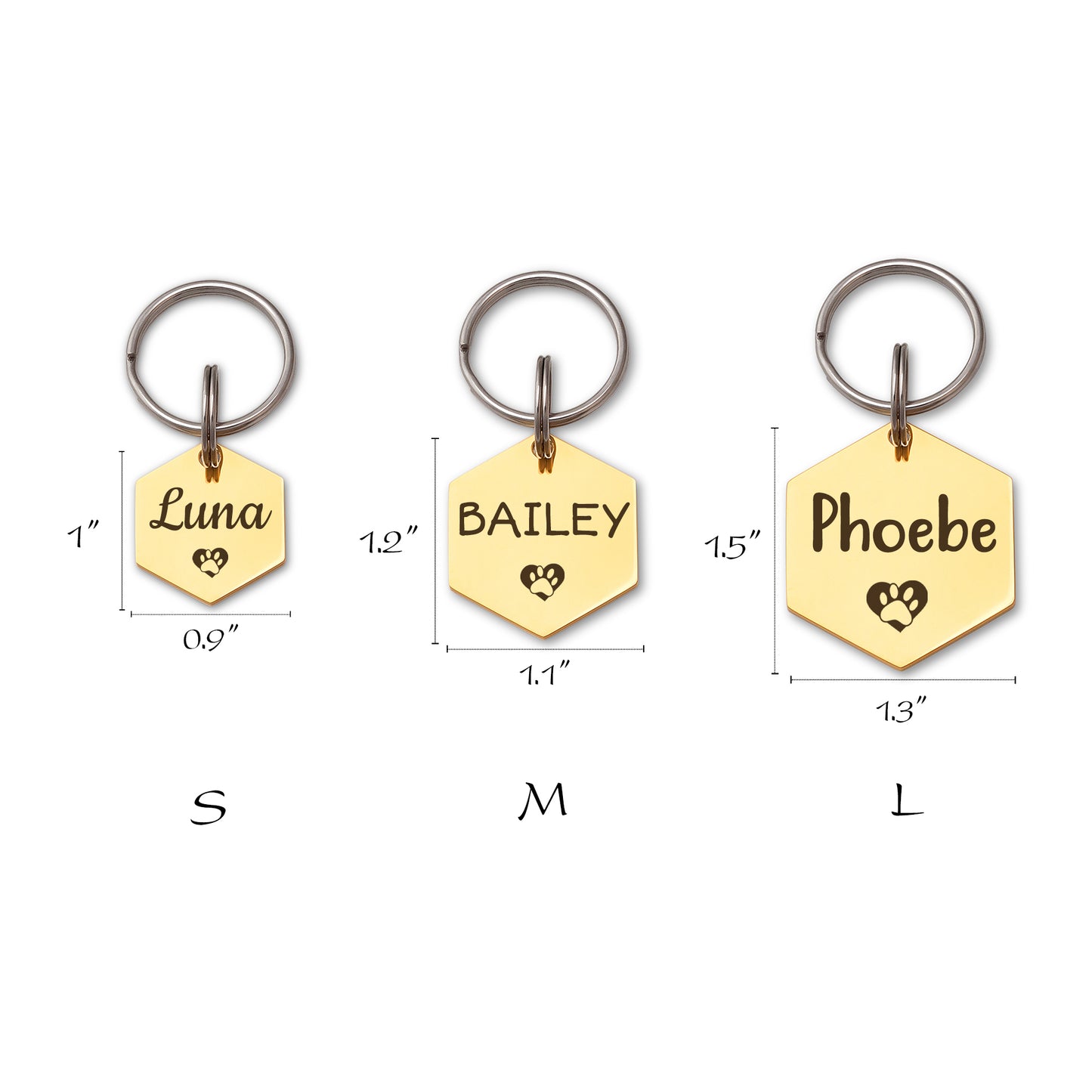 Personalized Hexagon Shaped Pet ID Dog Tag for Cat or Dog