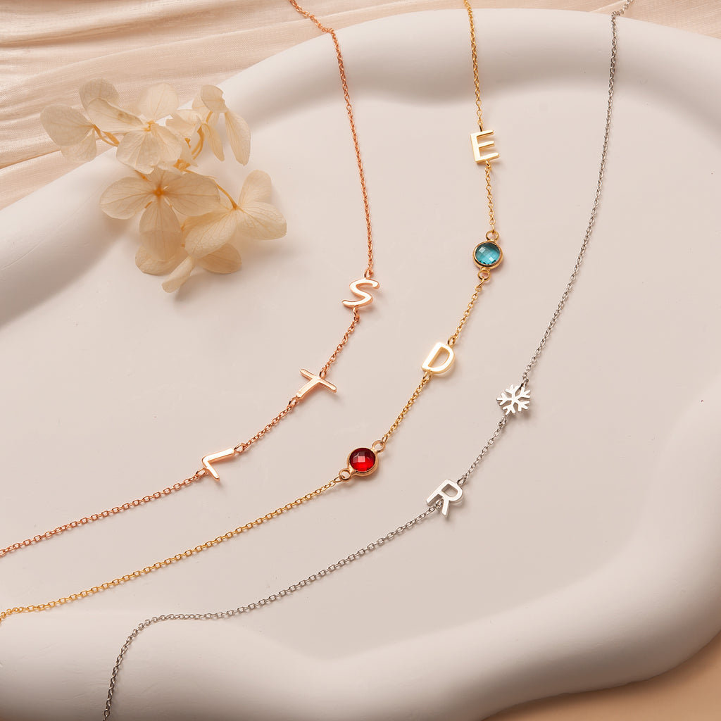 Personalized Charms and Birthstone Necklace
