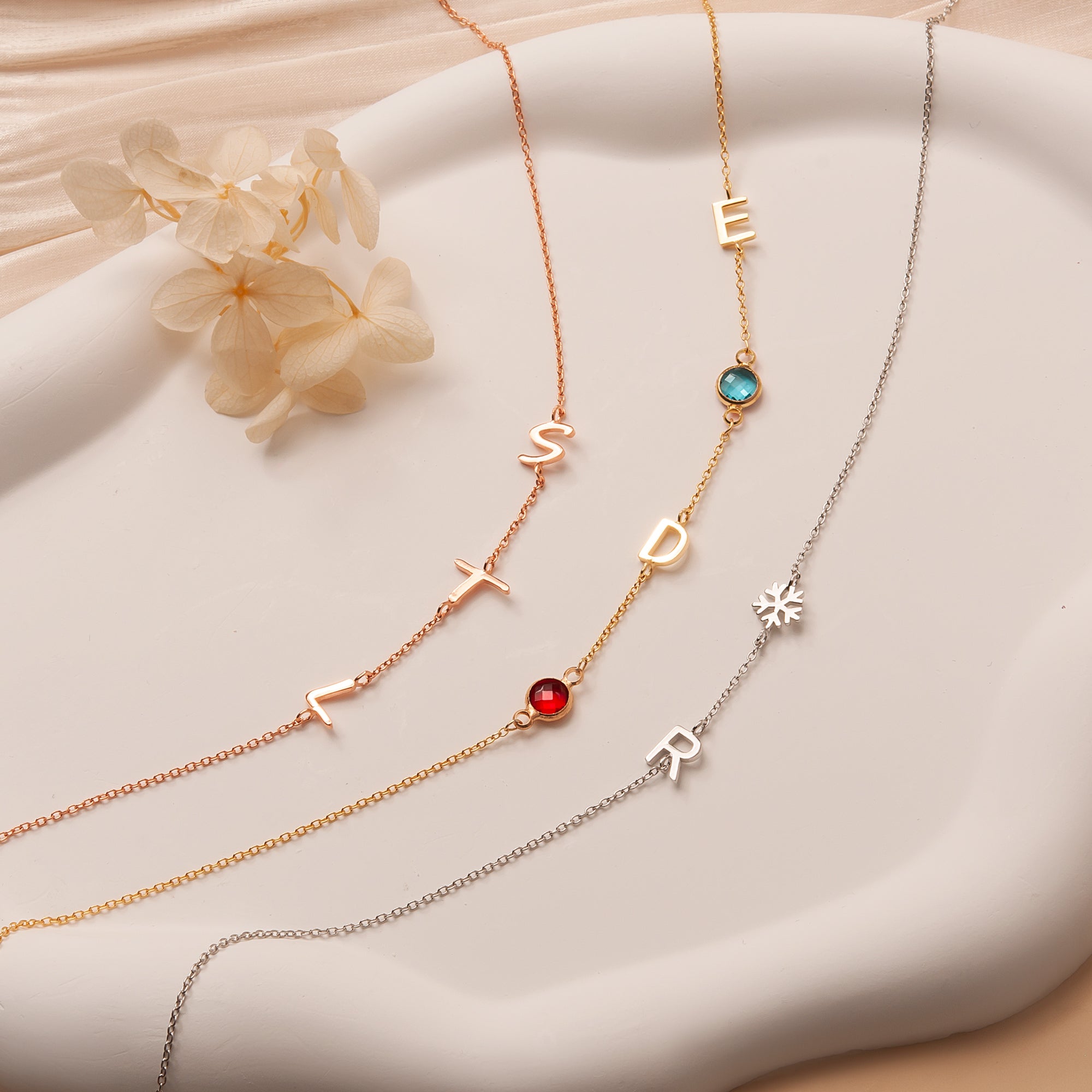 Personalized Charms and Birthstone Necklace