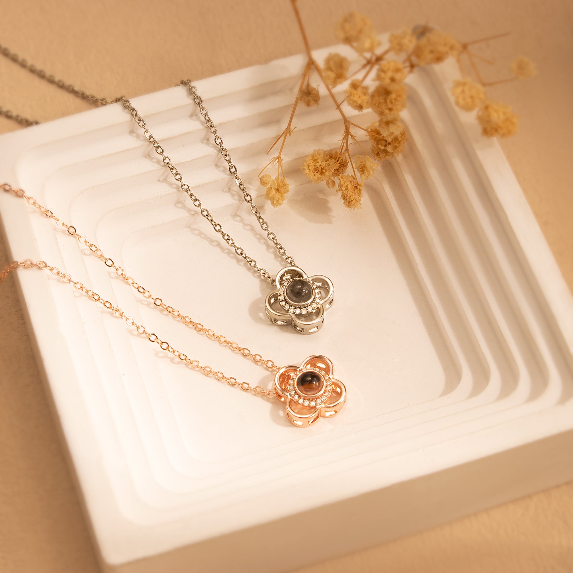 Clover Photo Projection Necklace