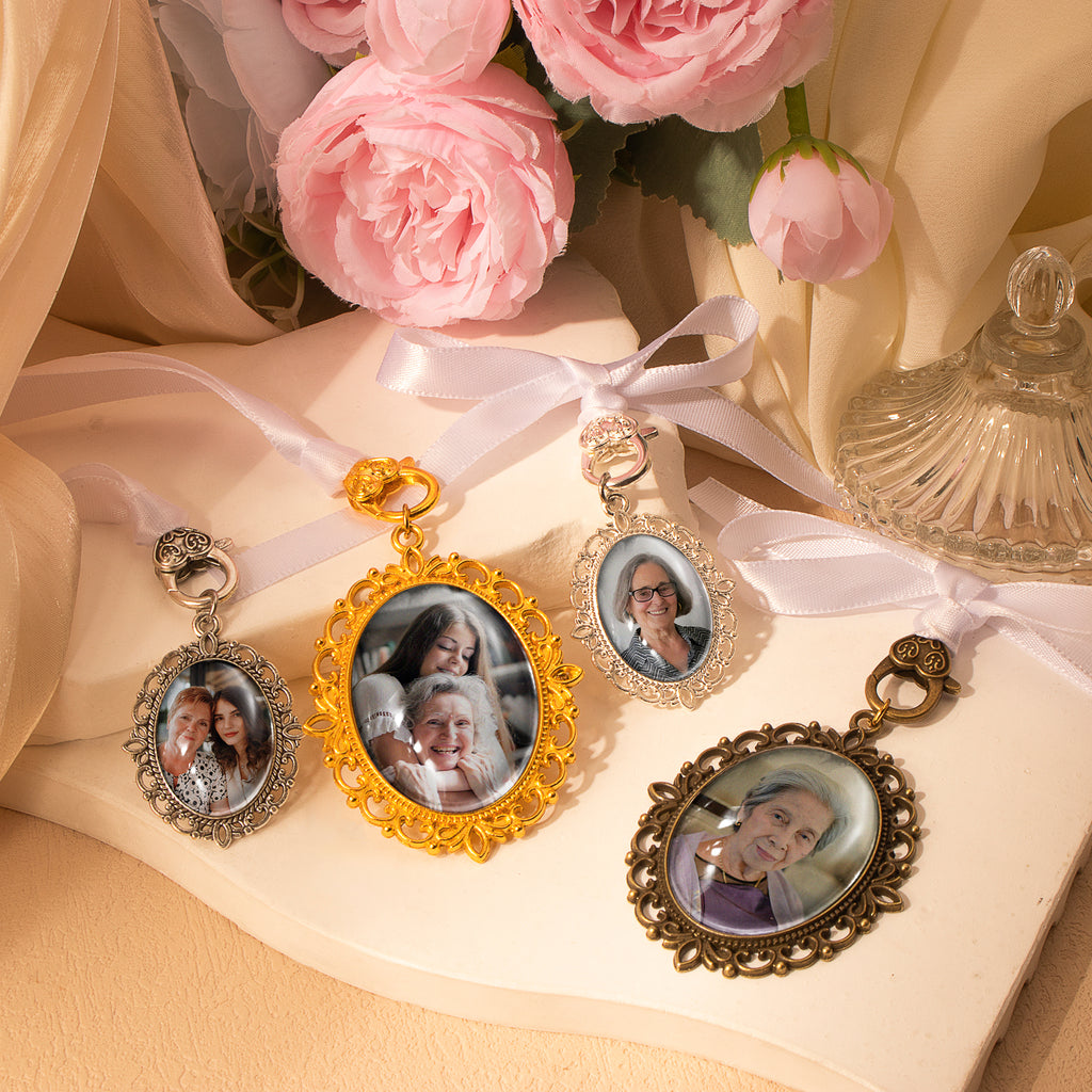 Oval Wedding Resin and Ribbon Brooch