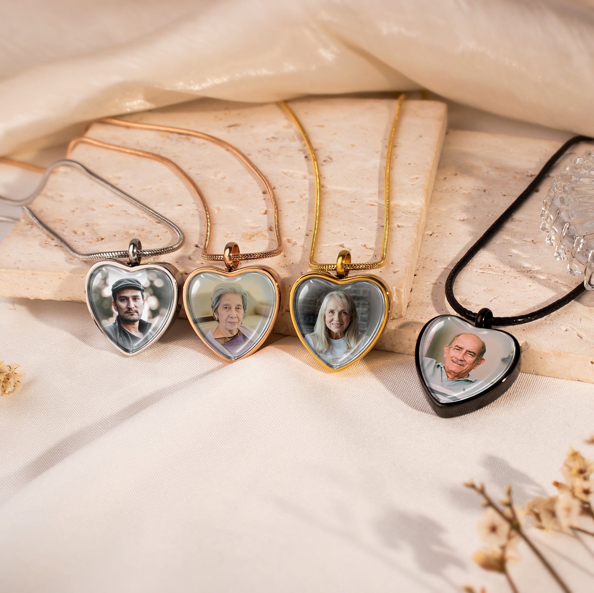 Heart Memorial Ashes Holder Necklace with Photo