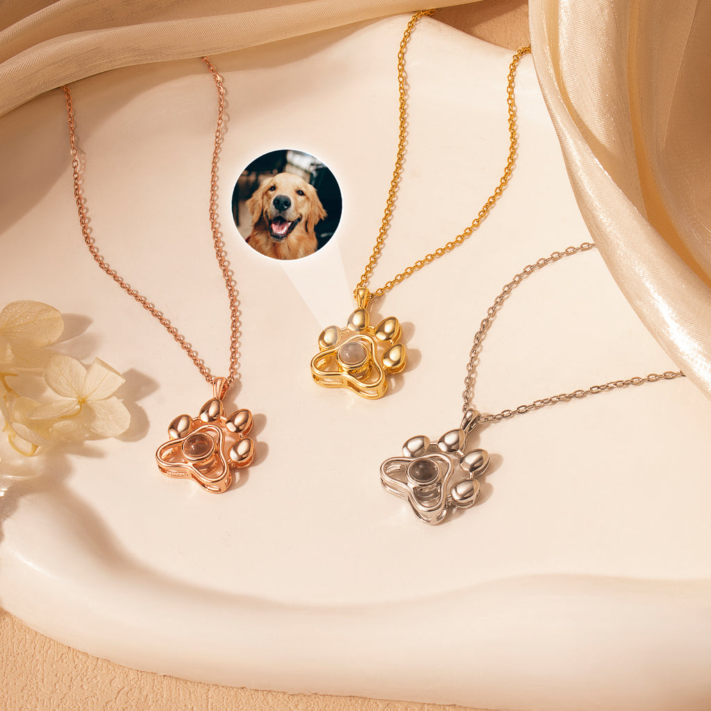 Paw Print Photo Photo Projection Necklace