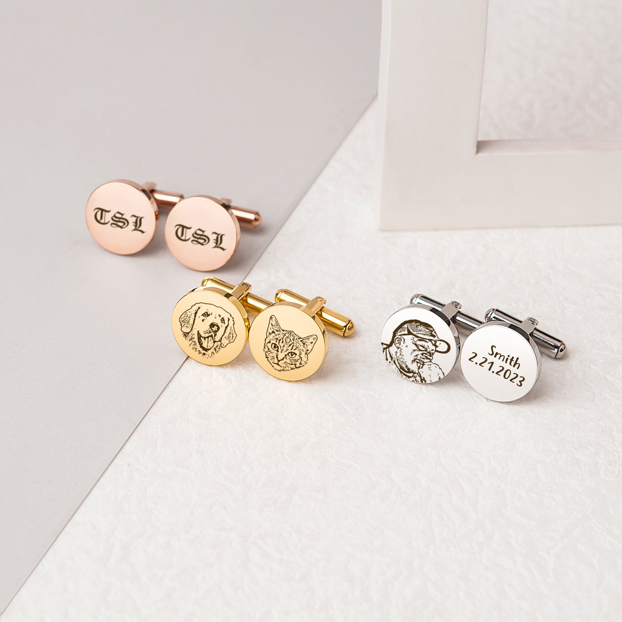 Pet Portrait Cuff Link and Tie Clip