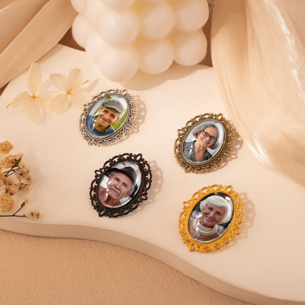 Vintage Oval Resin Graduation Photo Brooch Pin