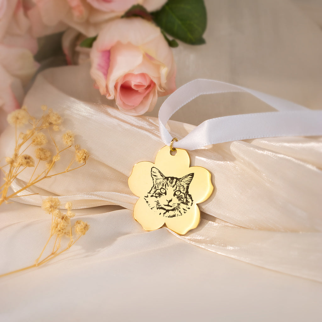 Cherry Blossom Pet Portrait Wedding Bouquet Charm
