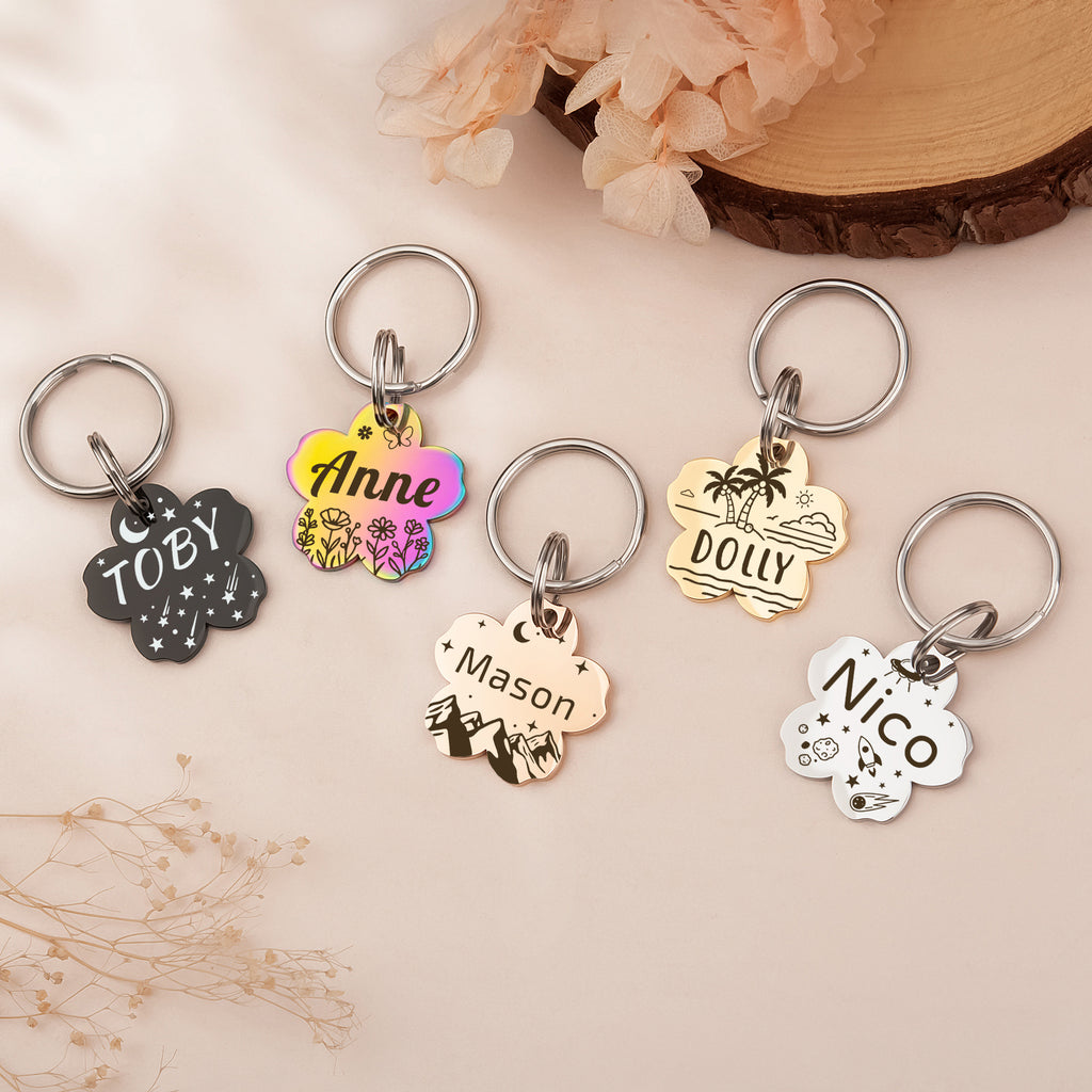Personalized Cherry Blossom Stainless Steel Pet ID Tag