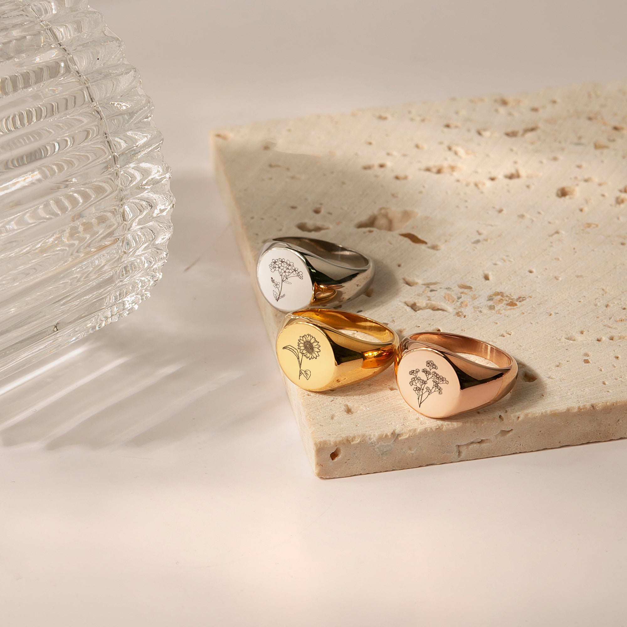 Birth Flower Signet Ring