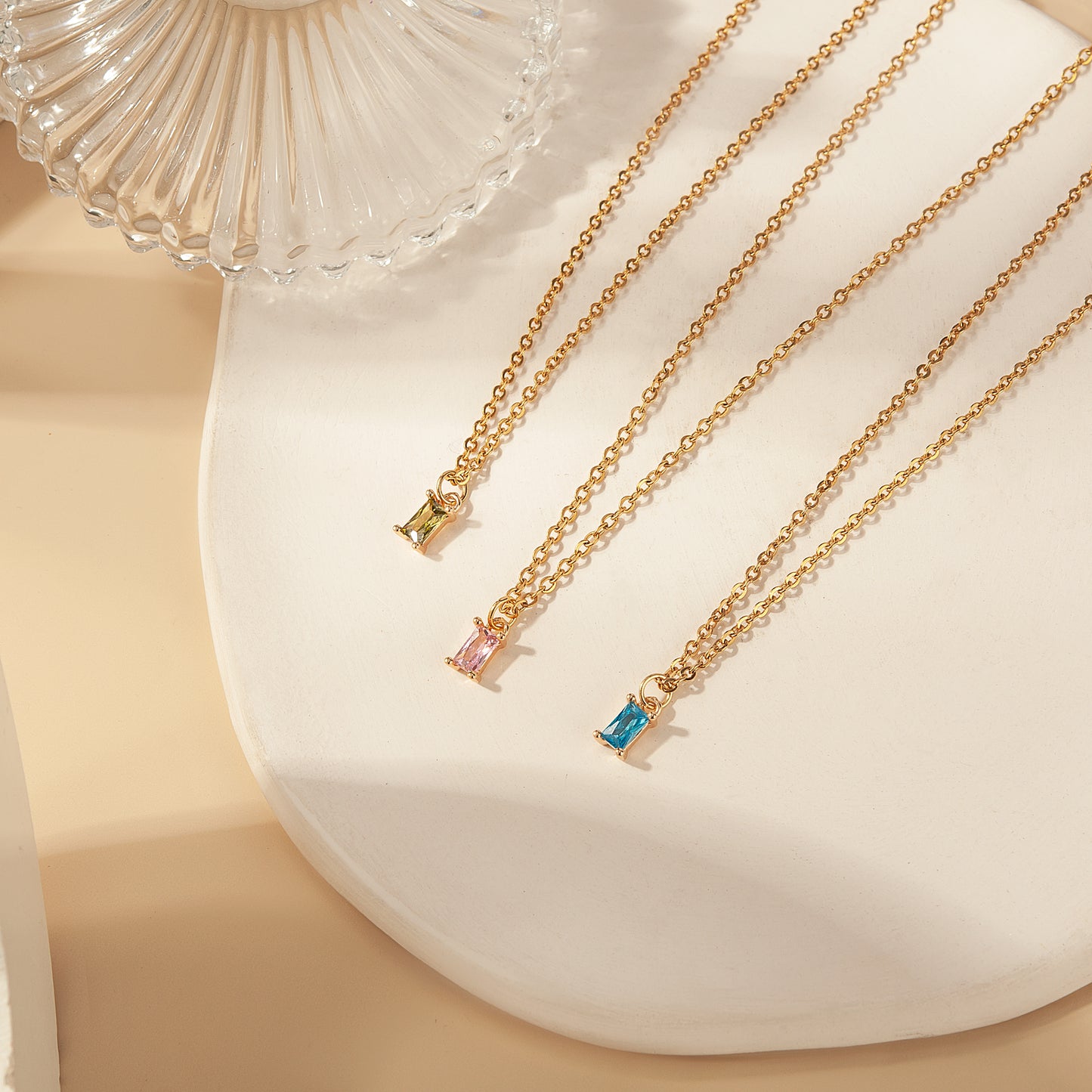 Gold Birthstone Charm Necklace