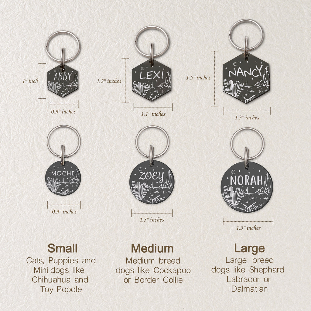 Desert Cactus Round Pet ID Tag
