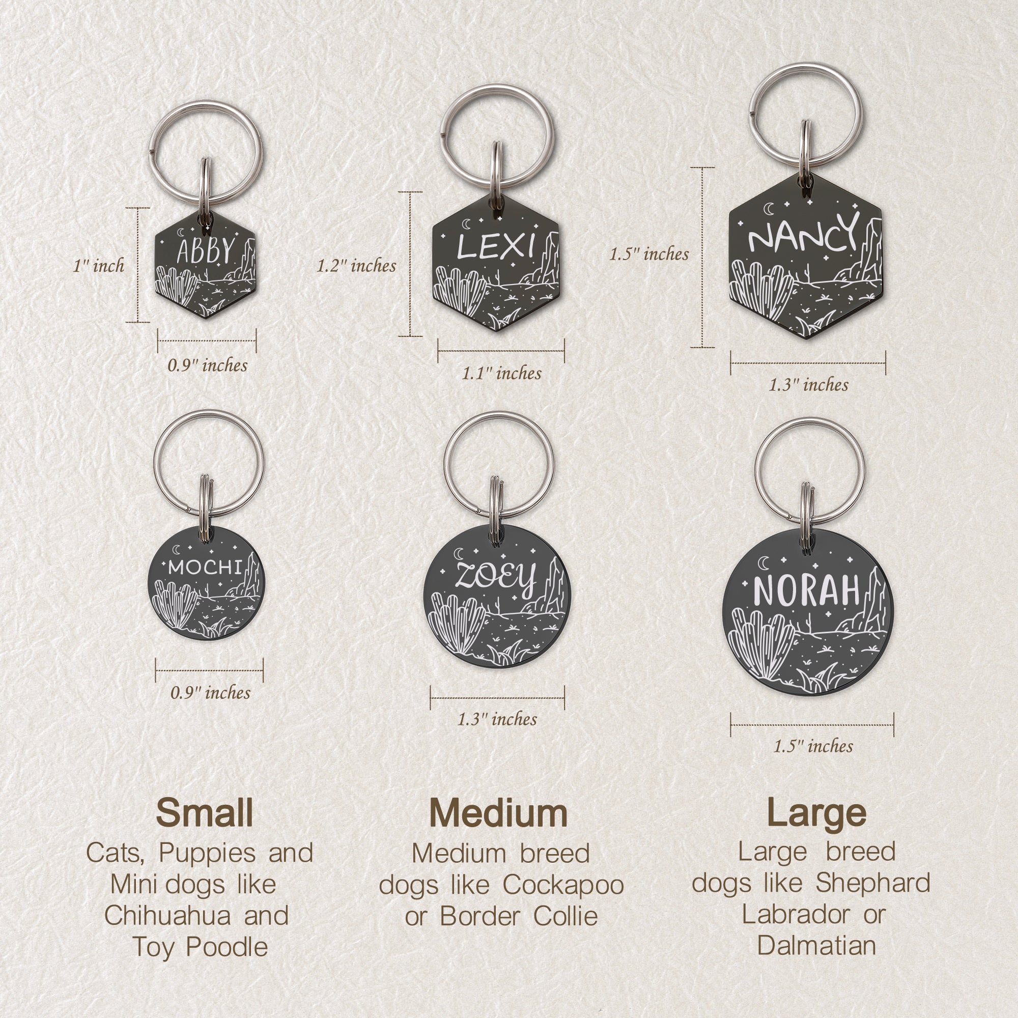 Desert Cactus Round Pet ID Tag