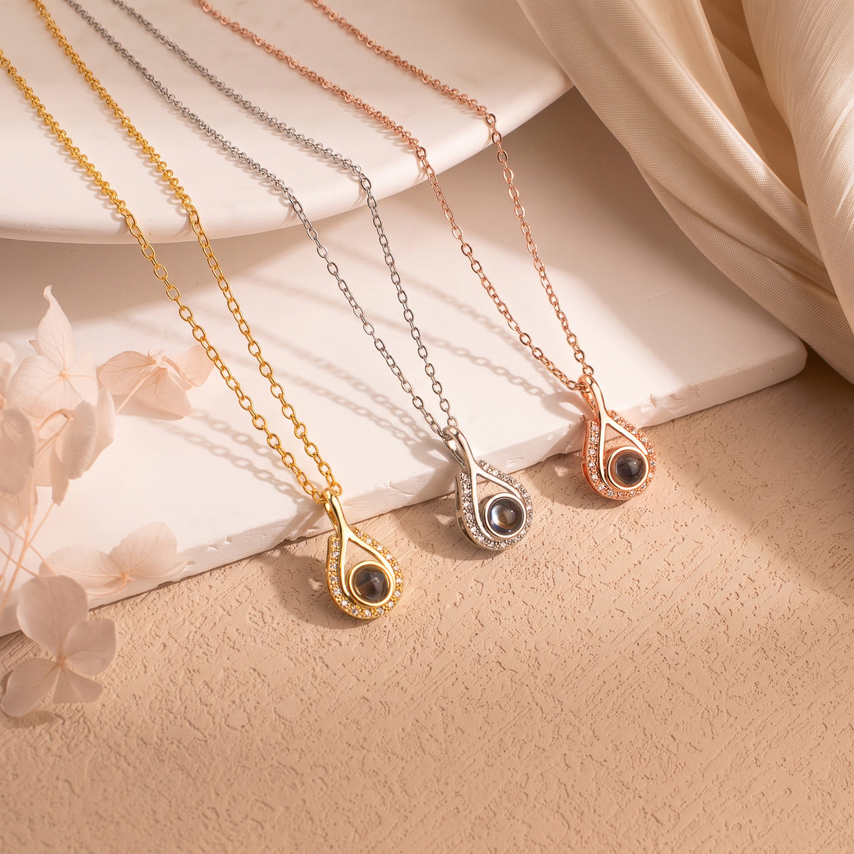 Teardrop Photo Projection Necklace