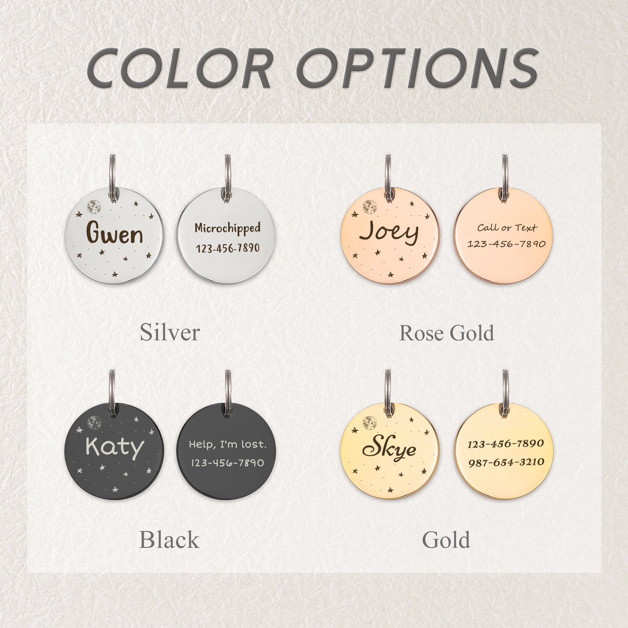 Stars Round Pet ID Tag