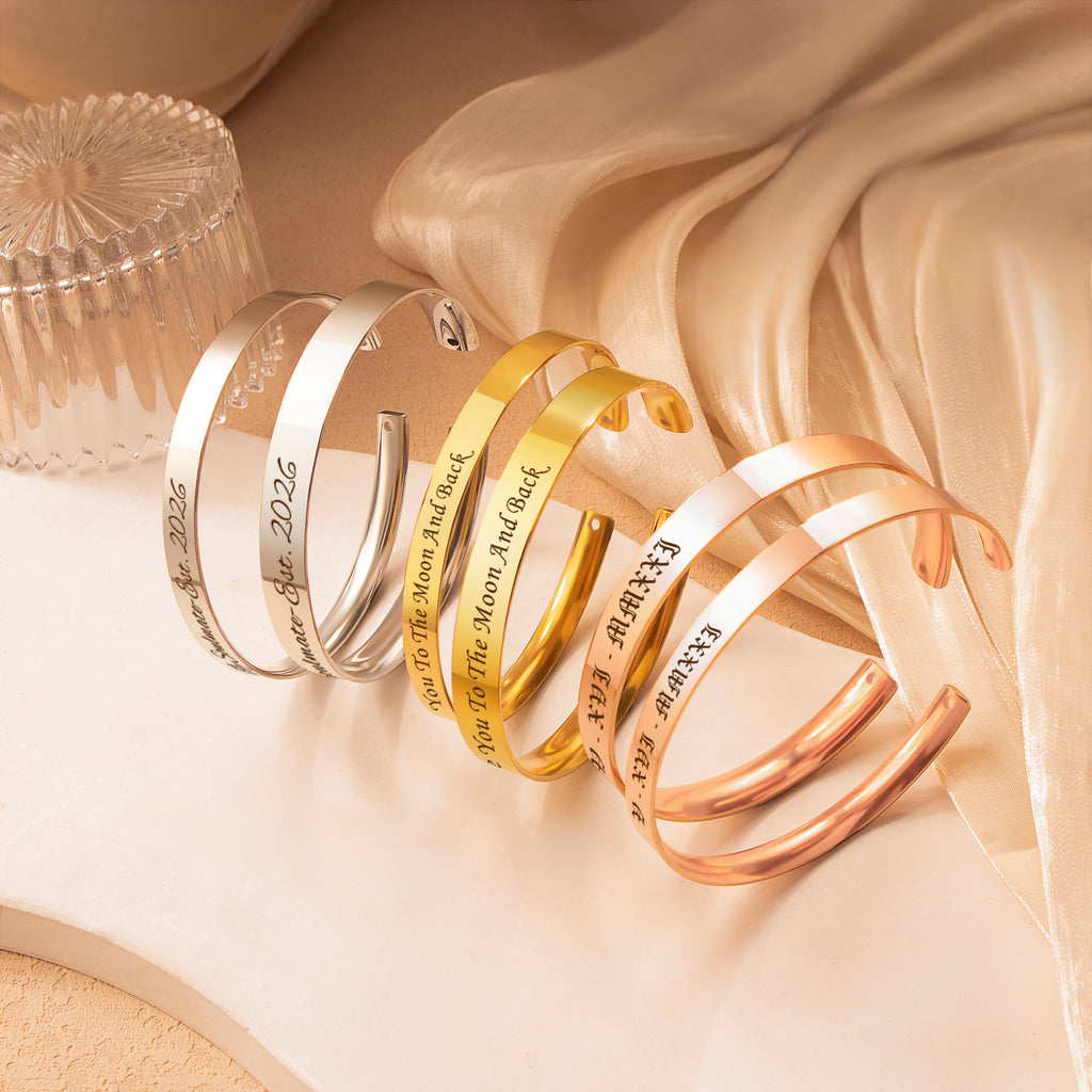 Custom 6mm and 8mm Matching Cuff Bangle Set