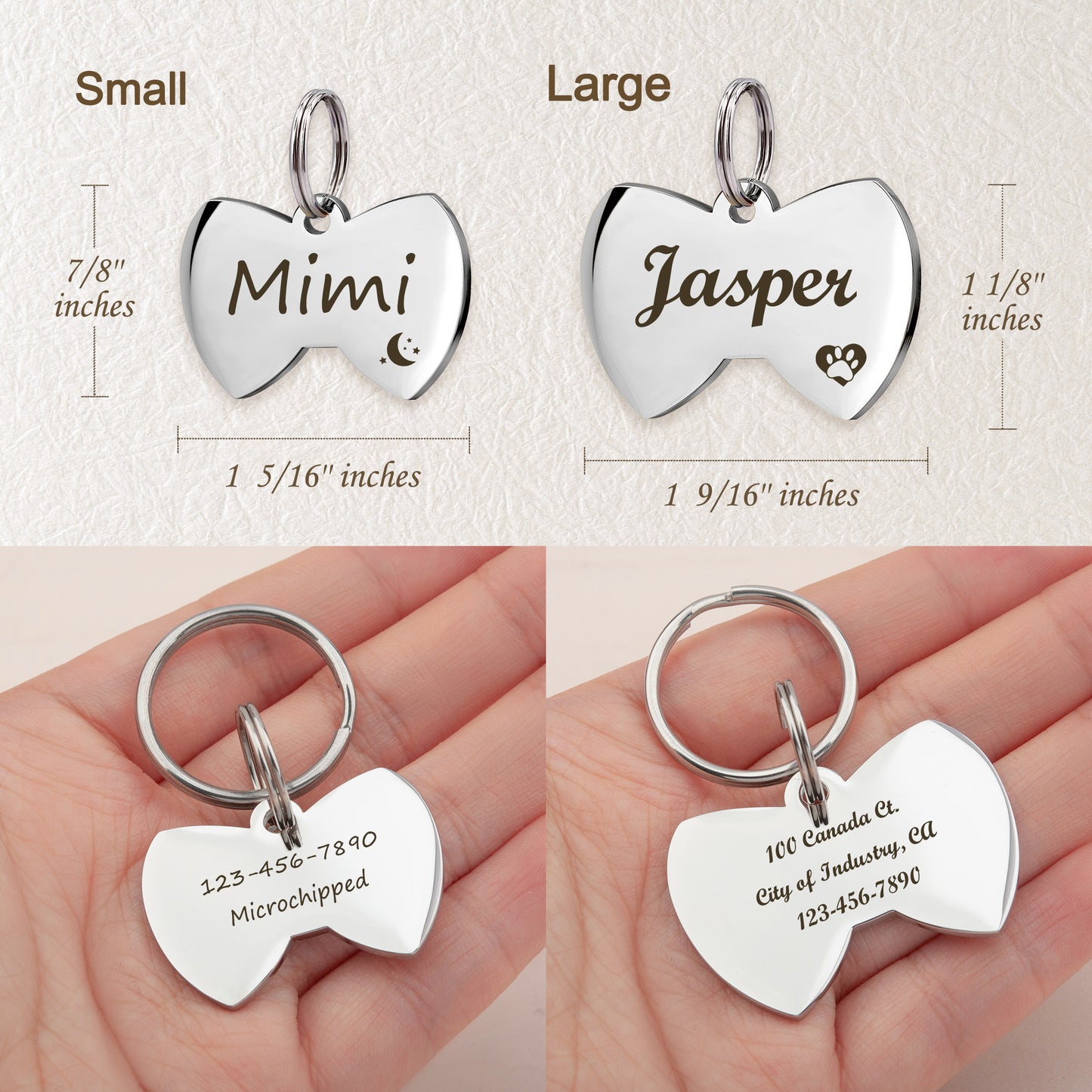 Custom Bow Tie Shaped Pet ID Dog Tag