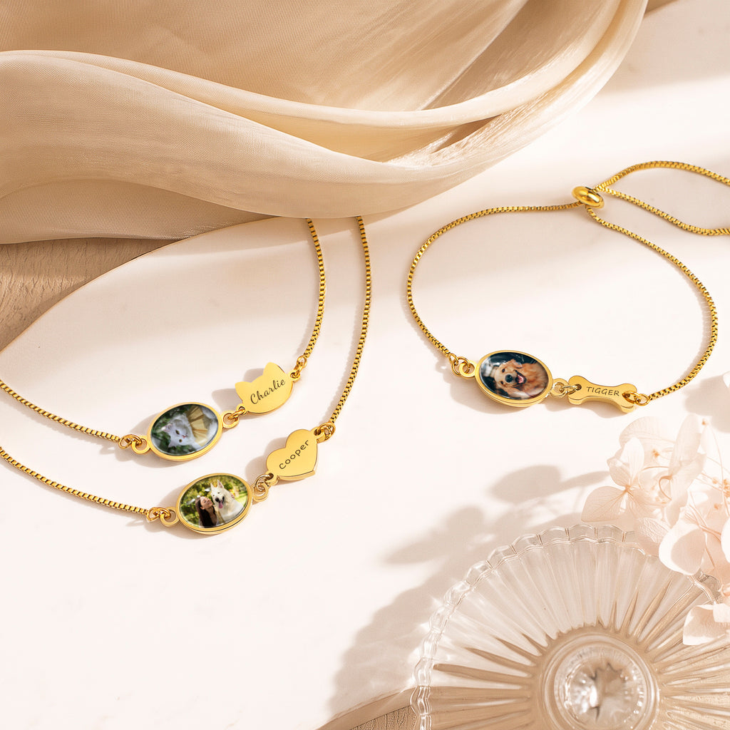 Oval Resin Photo Bracelet with Glass Dome Cab