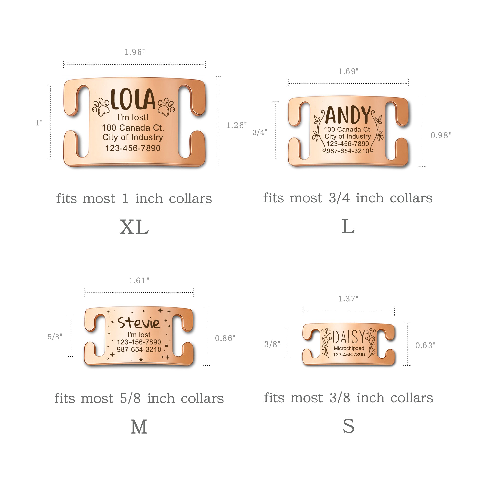 Slide-On Pet ID Tag with Designs