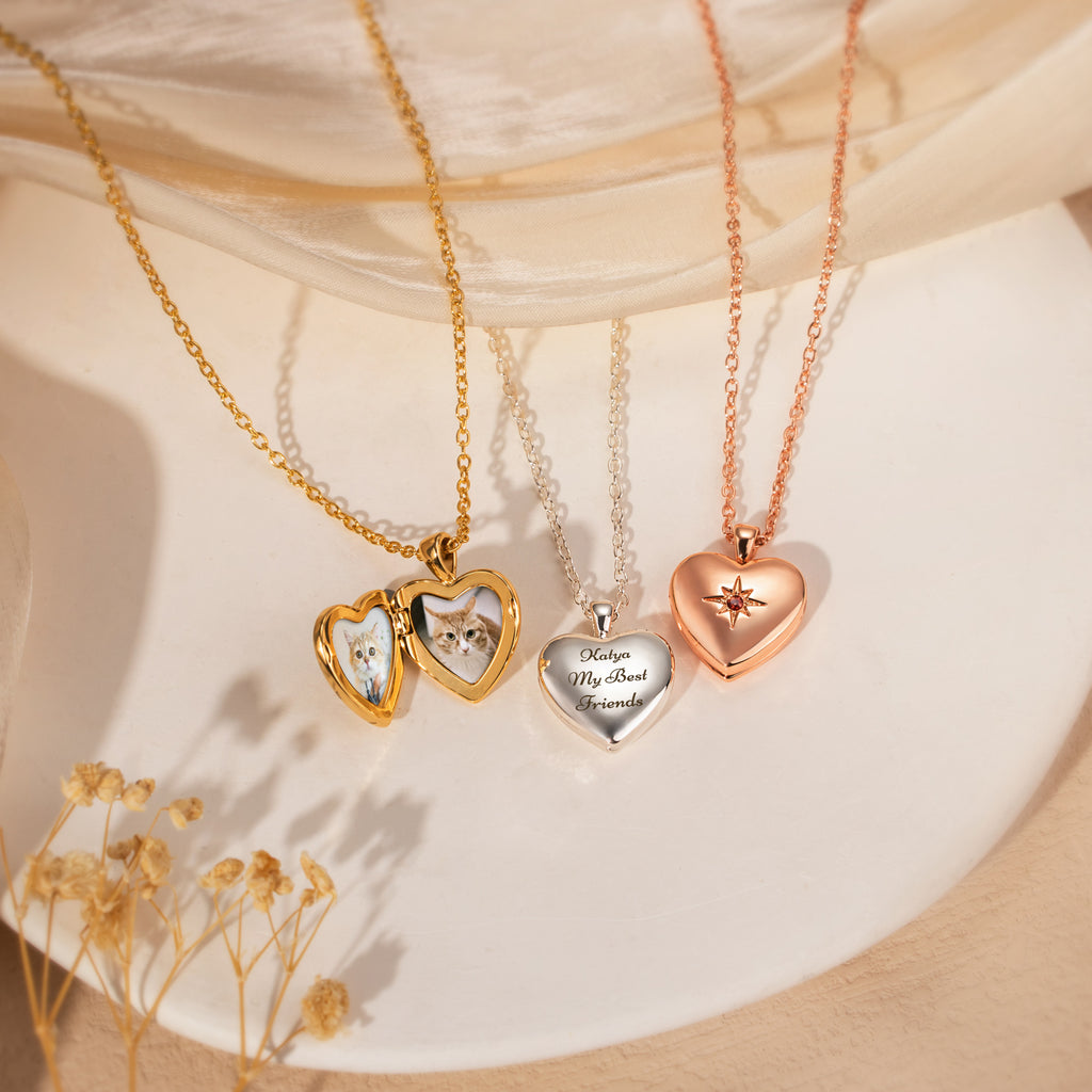Heart Birthstone Pet Photo Locket Necklace