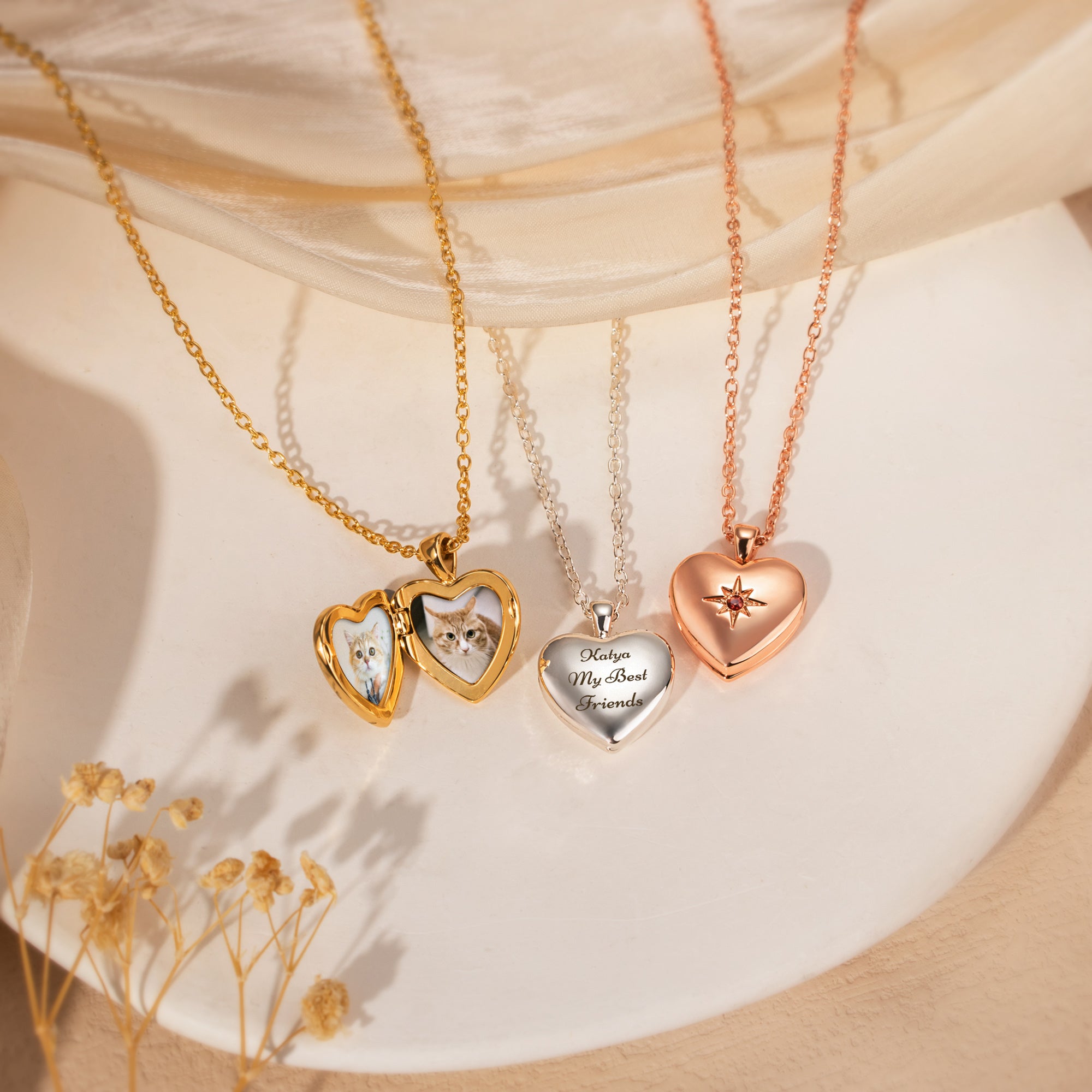 Heart Birthstone Pet Photo Locket Necklace