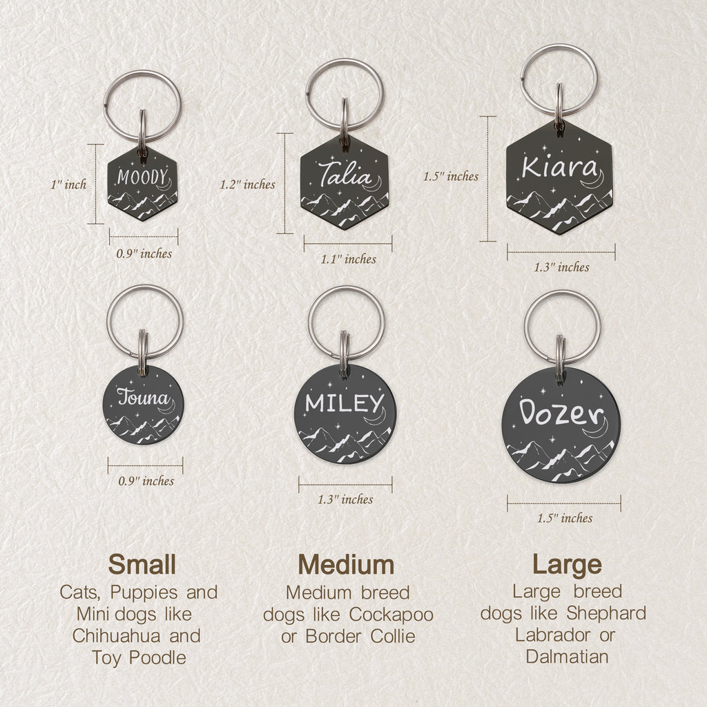 Mountain Moon Round Pet ID Dog Tag