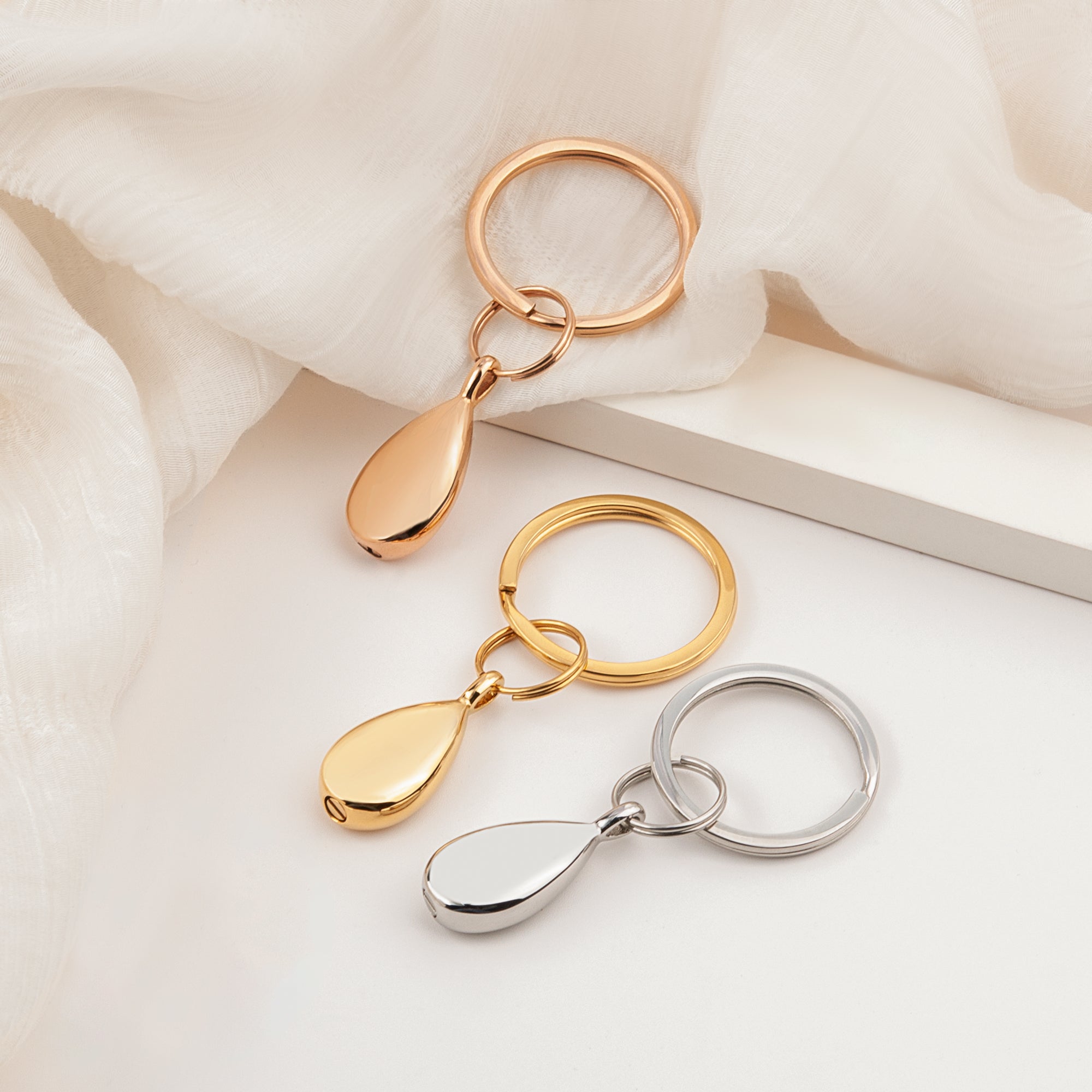 Teardrop Ashes Holder Urn Memorial Key Chain Keepsake