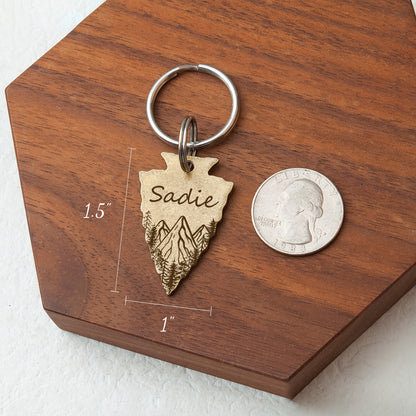 Personalized Arrowhead Shaped Mountain Peak Themed Pet ID Dog Tag