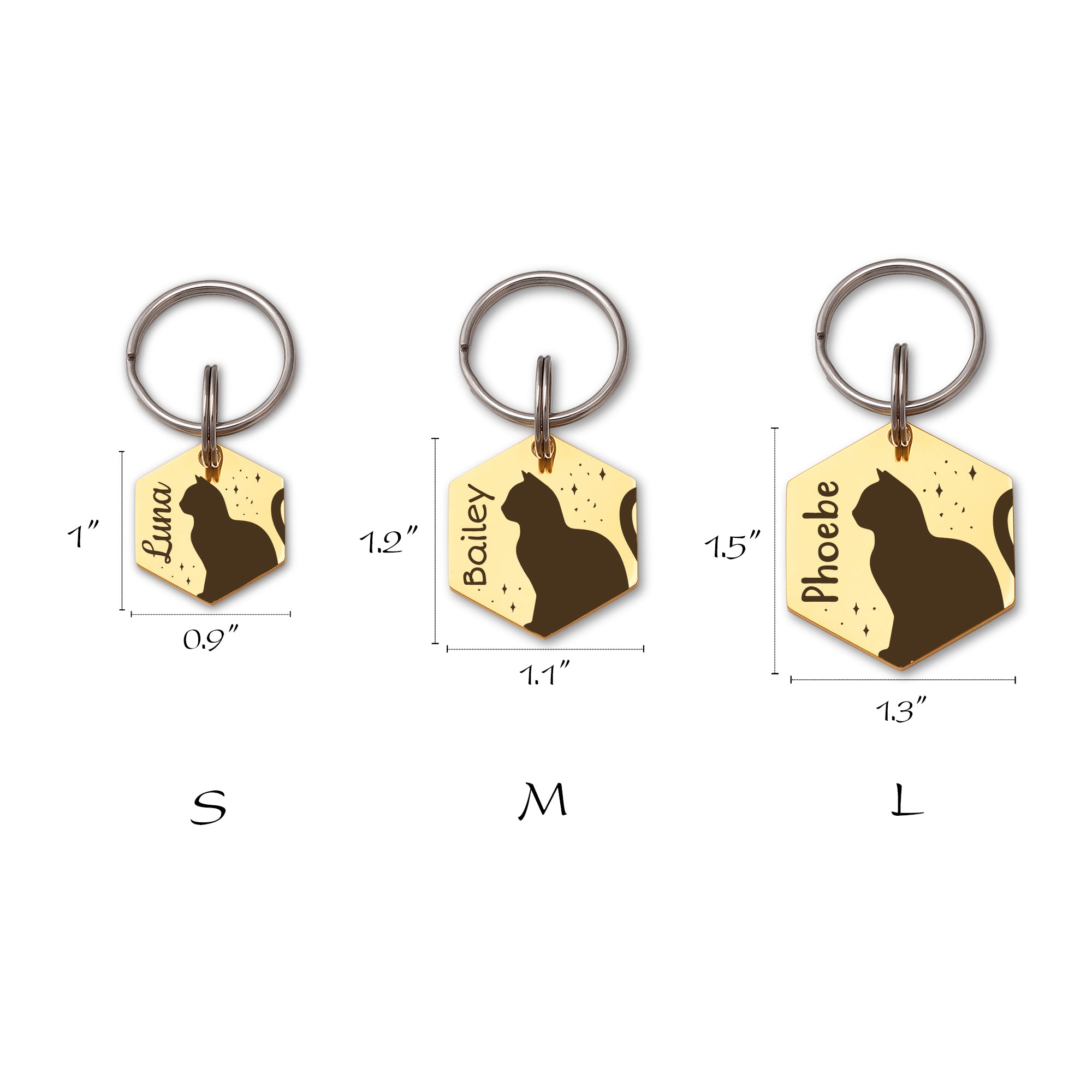 Hexagon Cat Stars Pet ID Dog Tag
