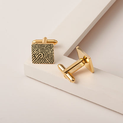 Custom Handwriting and Actual Fingerprint Square Cuff Links