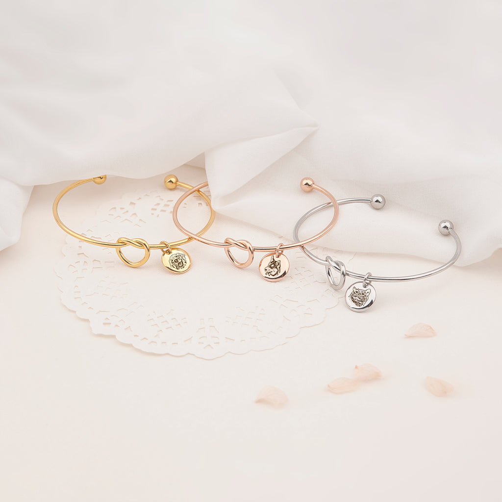 Pet Portrait Photo Custom Cuff Knot Bracelet
