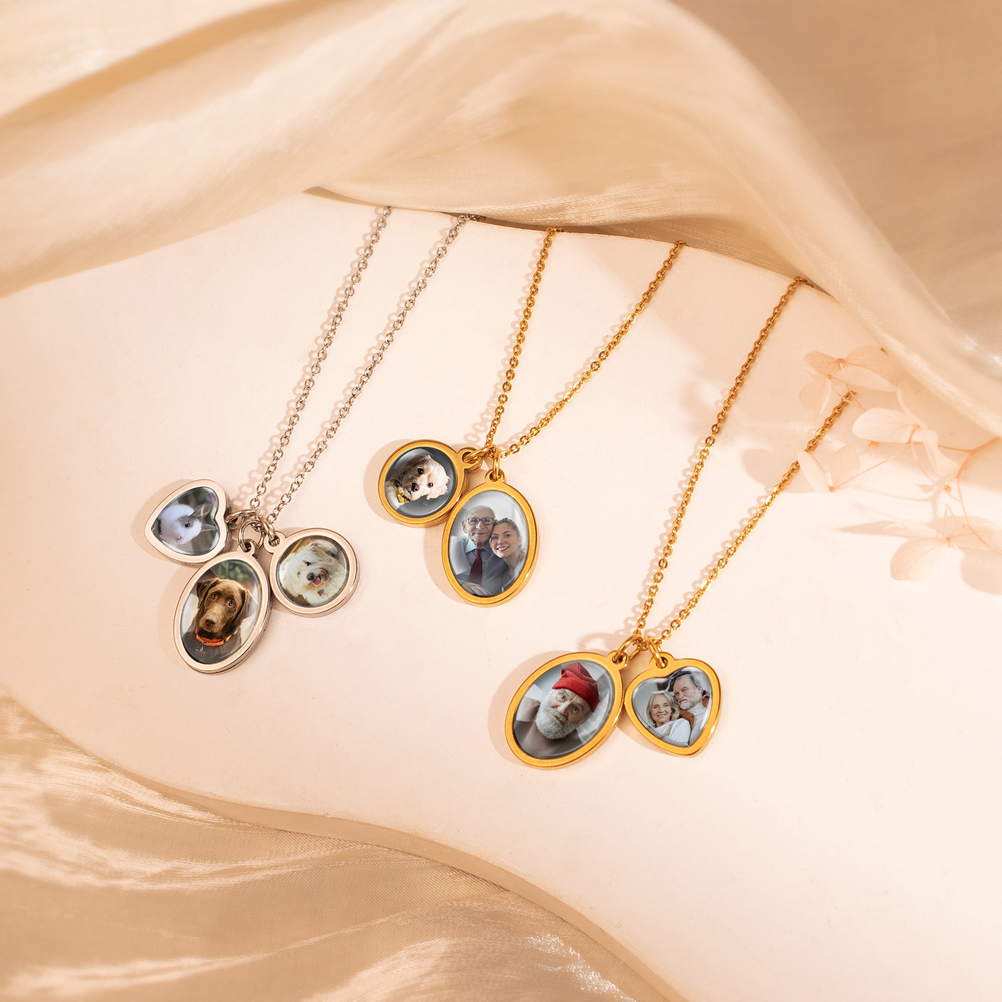 Multi-Shape Pet Photo Necklace with Glass Dome Cab
