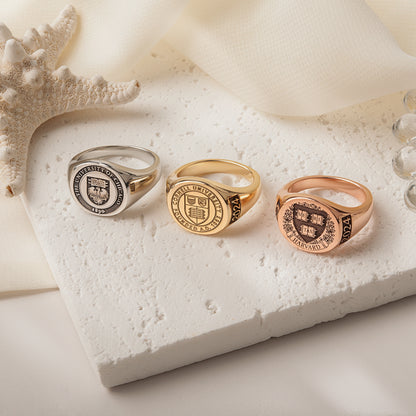 Custom College Emblem Signet Ring