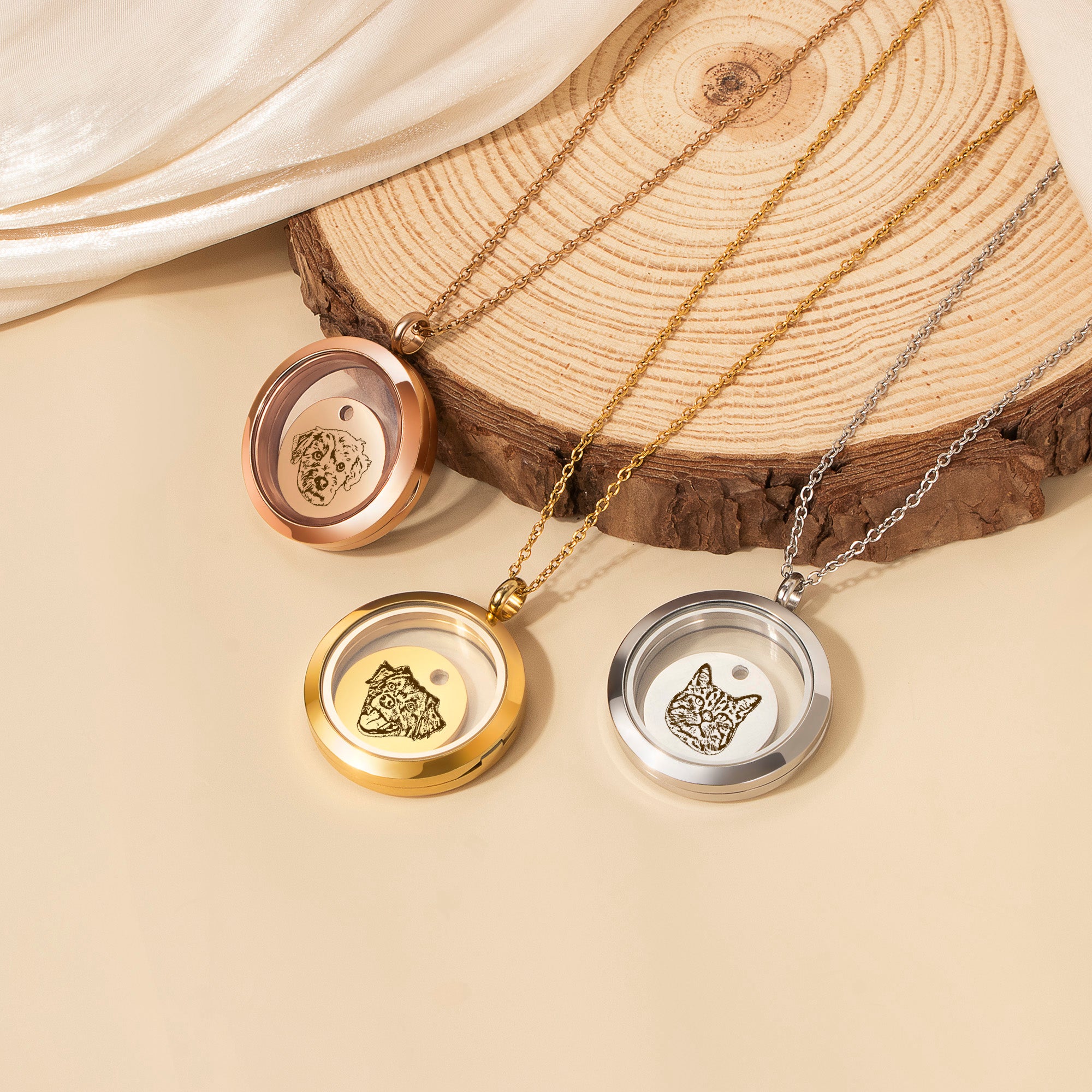 Pet Portrait Charm Locket Necklace