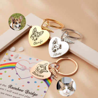 Pet Portrait Heart Pet Tag Key Chain