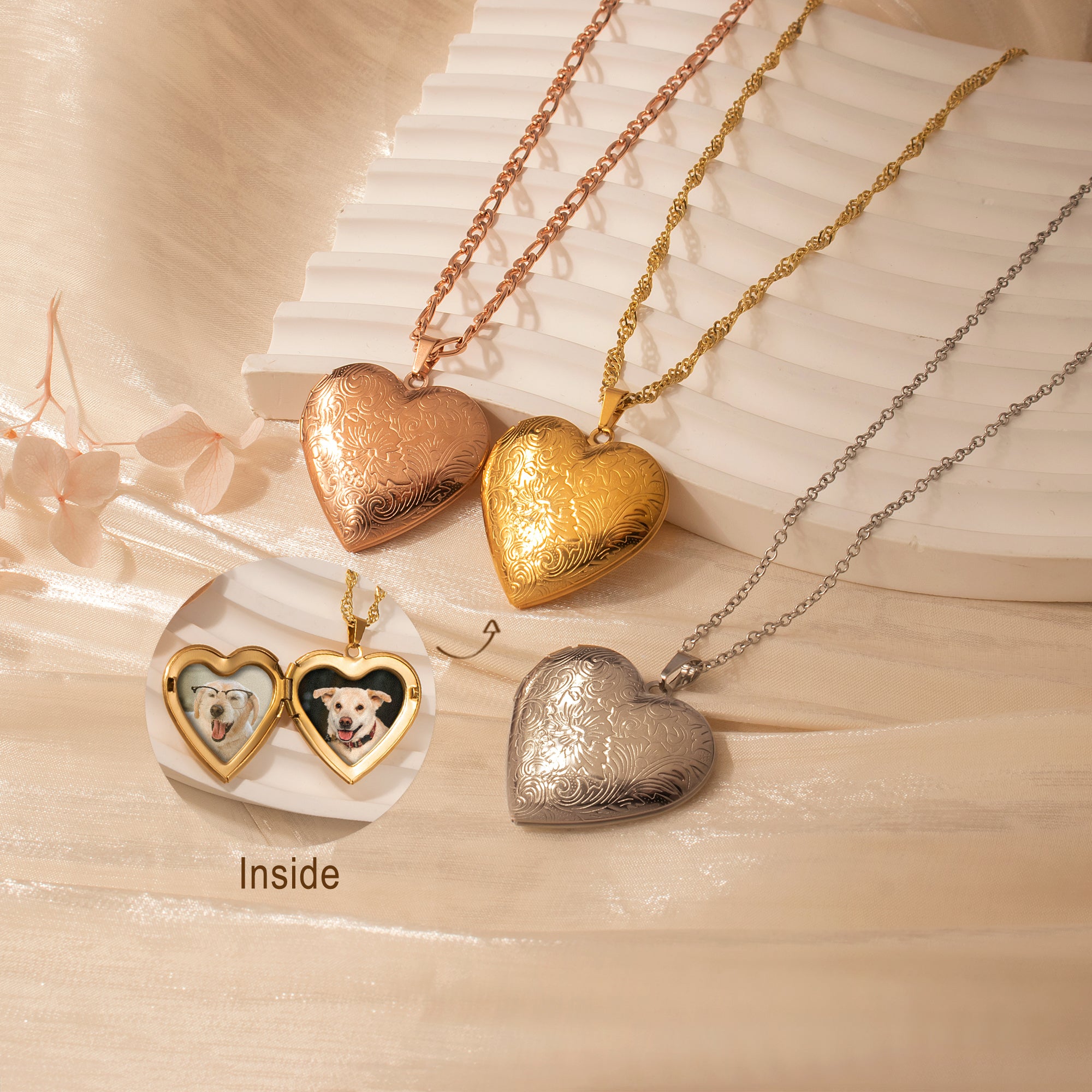 Wave Pet Photo Heart Locket