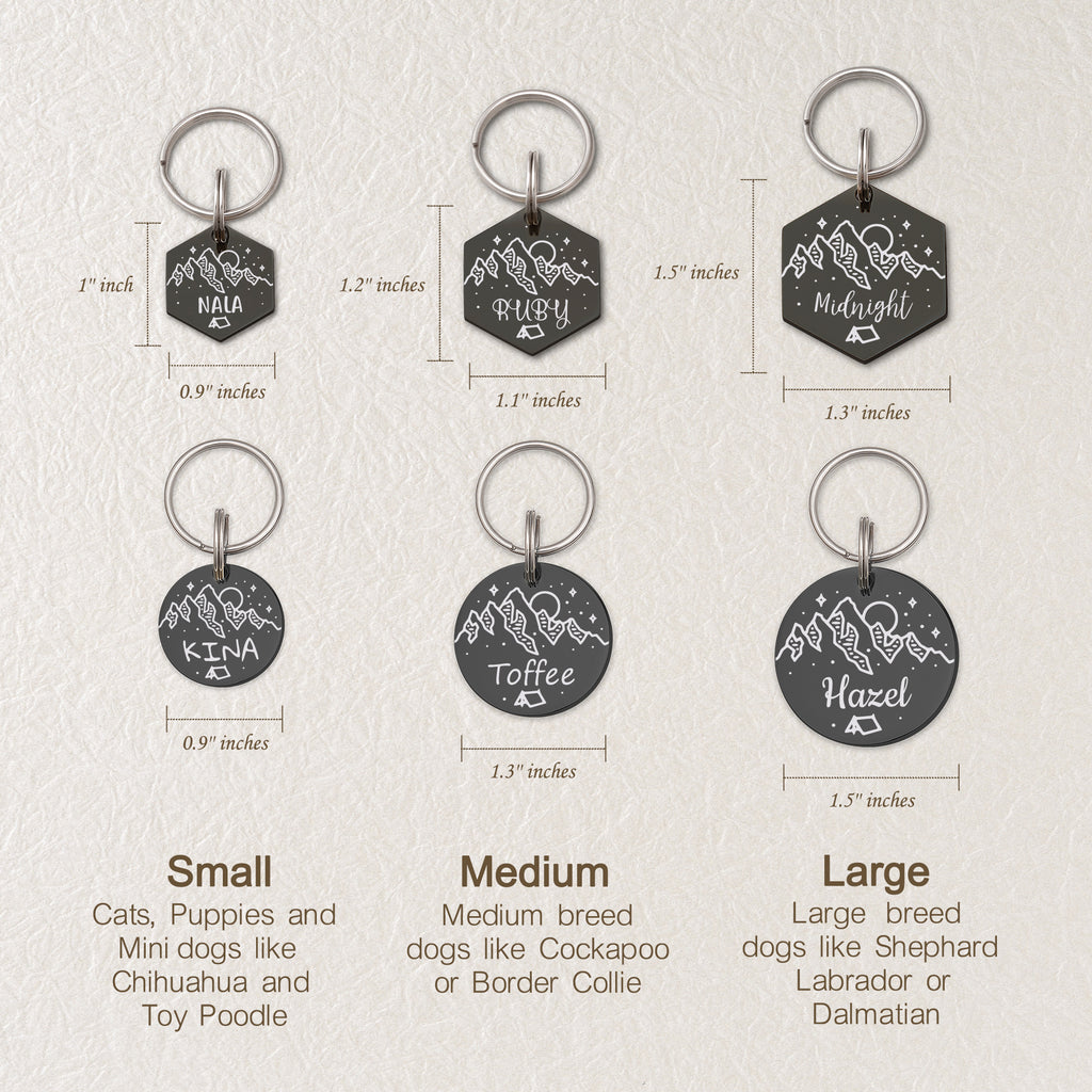Mountain Tent Hexagon Shaped Pet ID Tag