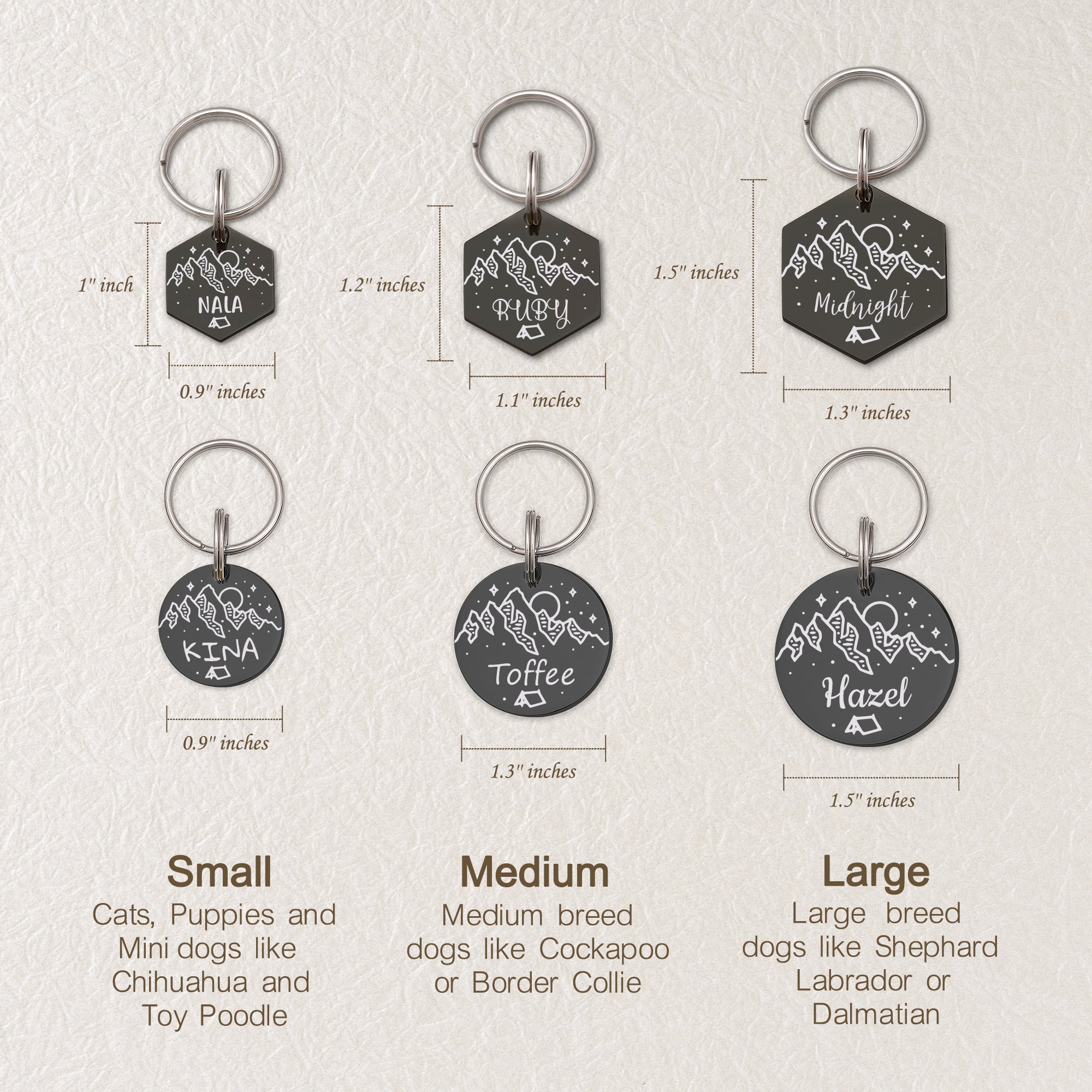 Mountain Tent Hexagon Shaped Pet ID Tag