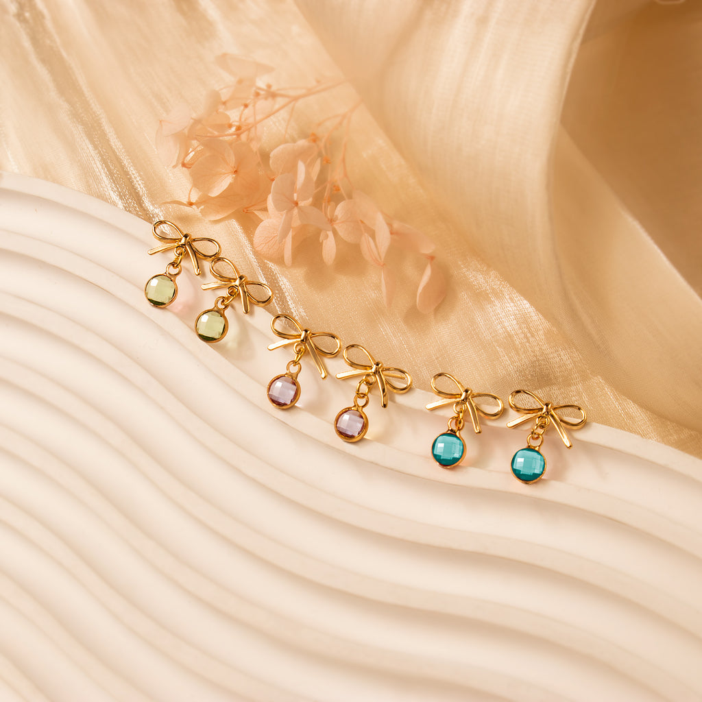 Birthstone Bow Earring