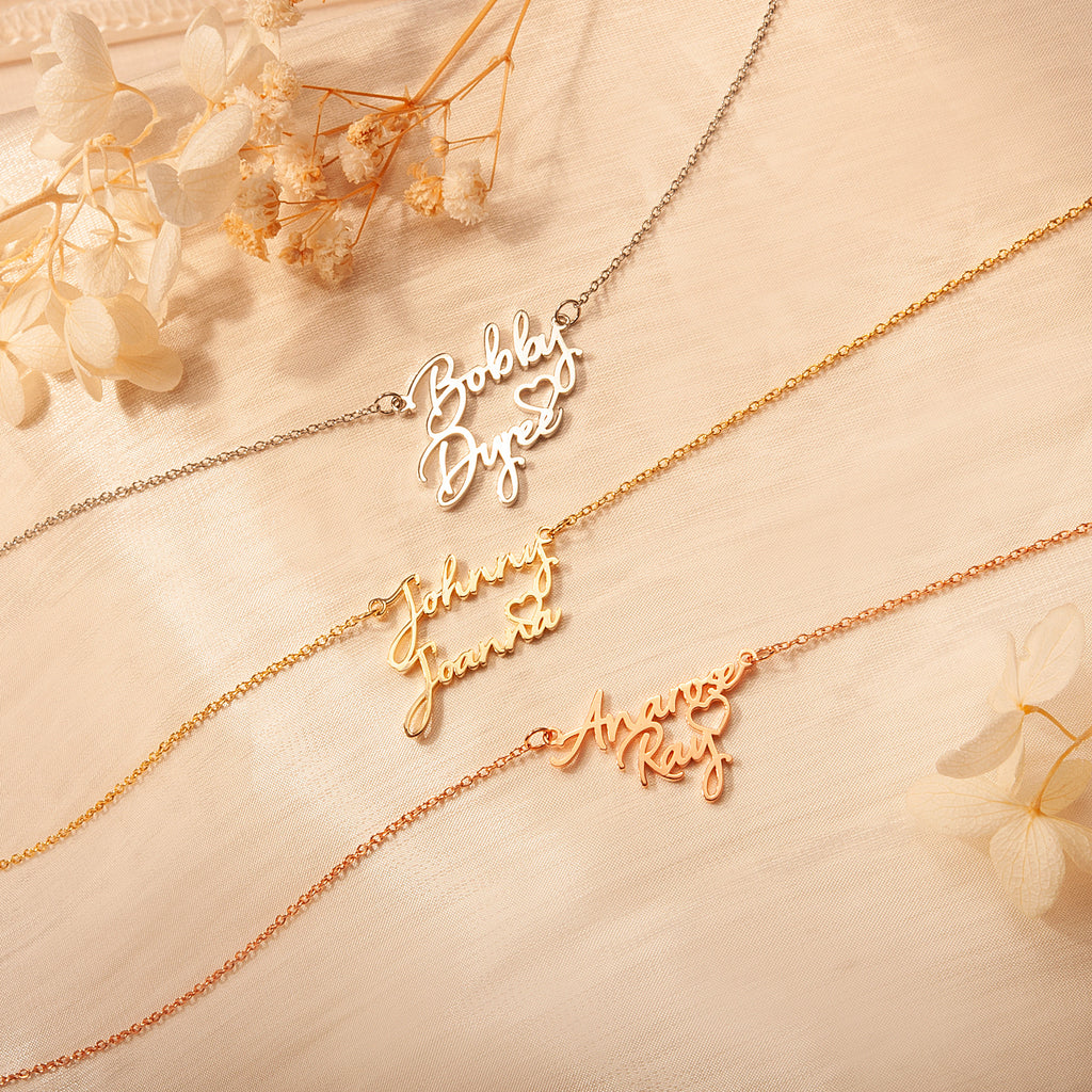 Couple's Name Necklace With Heart