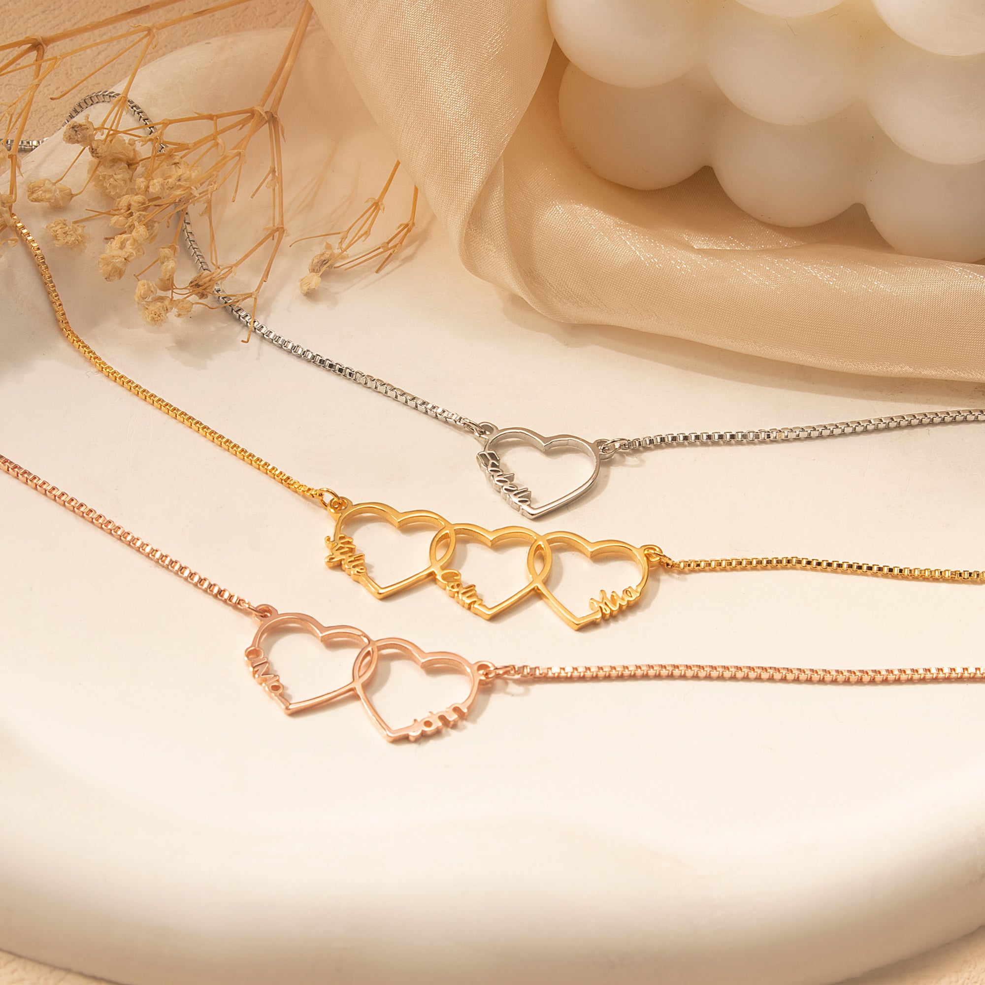 Custom Multi-Name Heart Necklaace