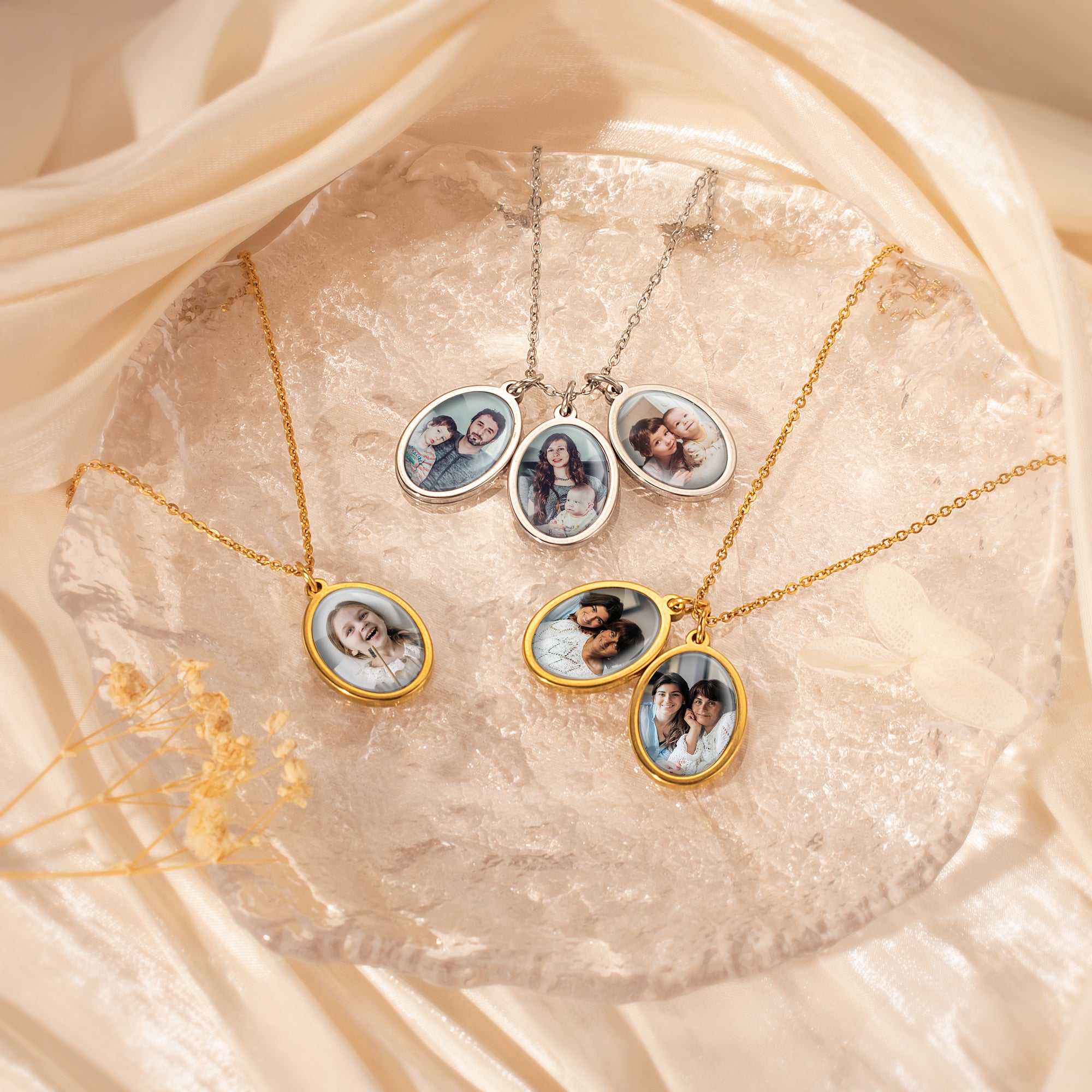 Oval Photo Necklace with Glass Dome Cab