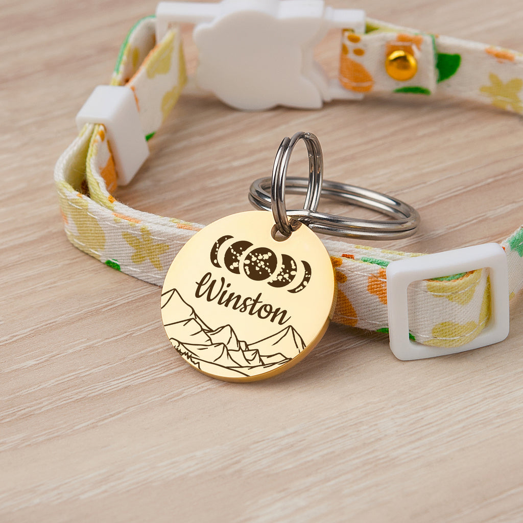 Moon Phases Round ID Pet Tag
