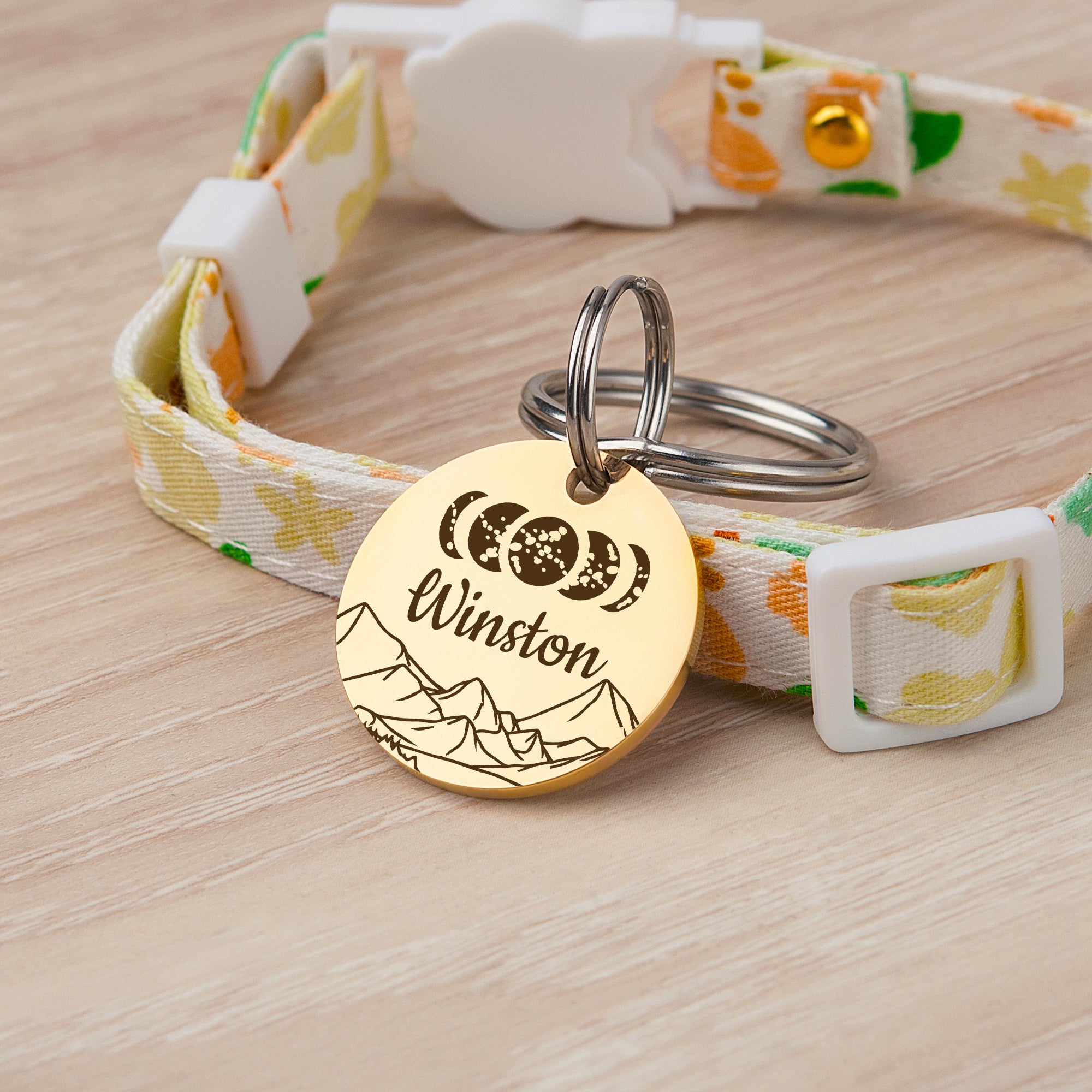 Moon Phases Round ID Pet Tag
