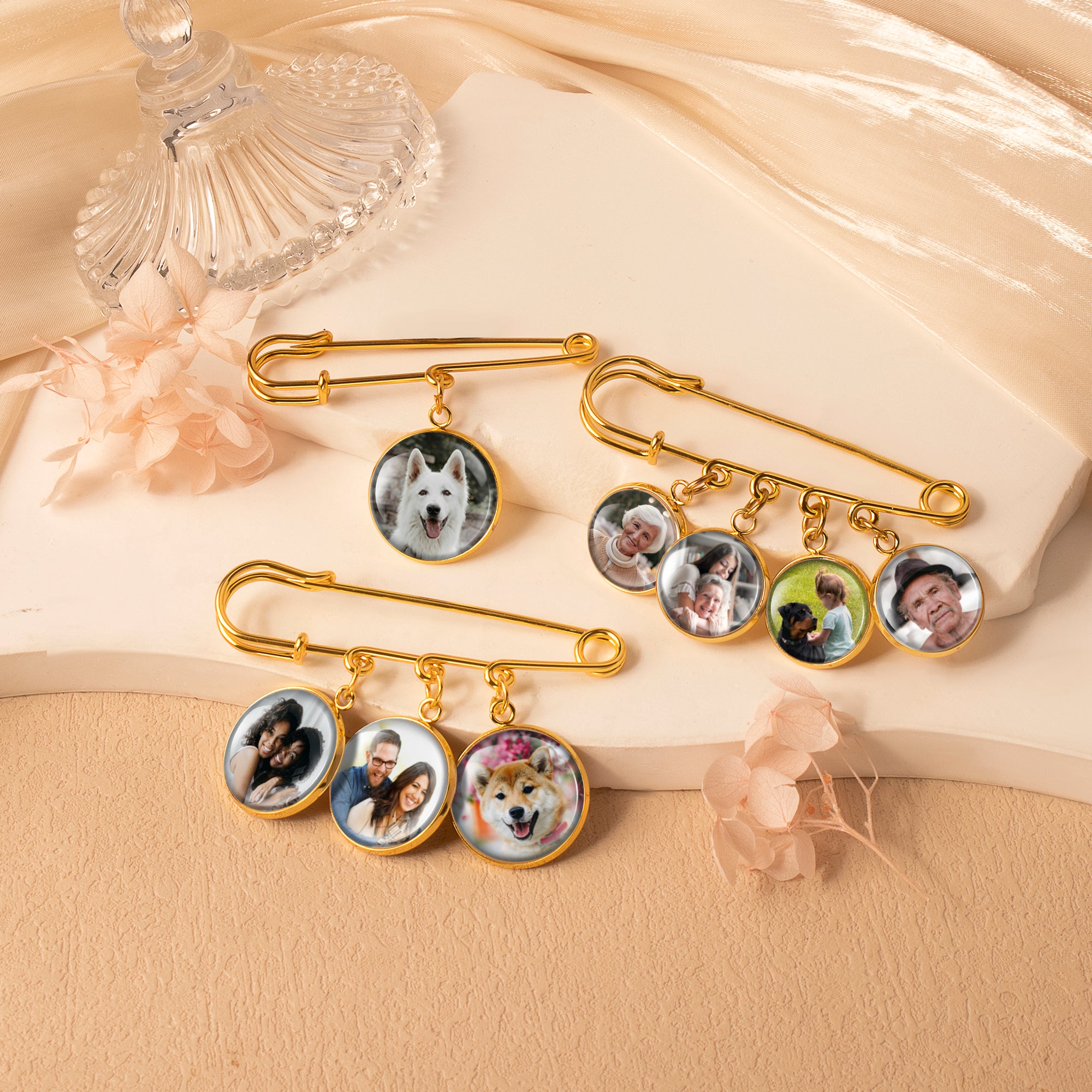 Memorial Photo Brooch Lapel Pin