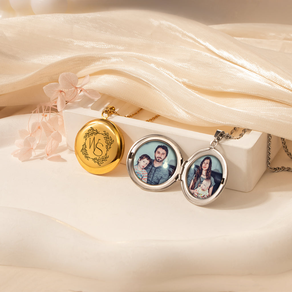 Round Logo Emblem Photo Locket Necklace