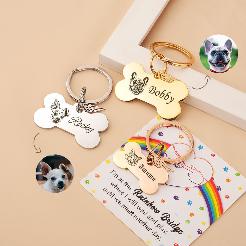 Pet Portrait Dog Bone Dog Tag