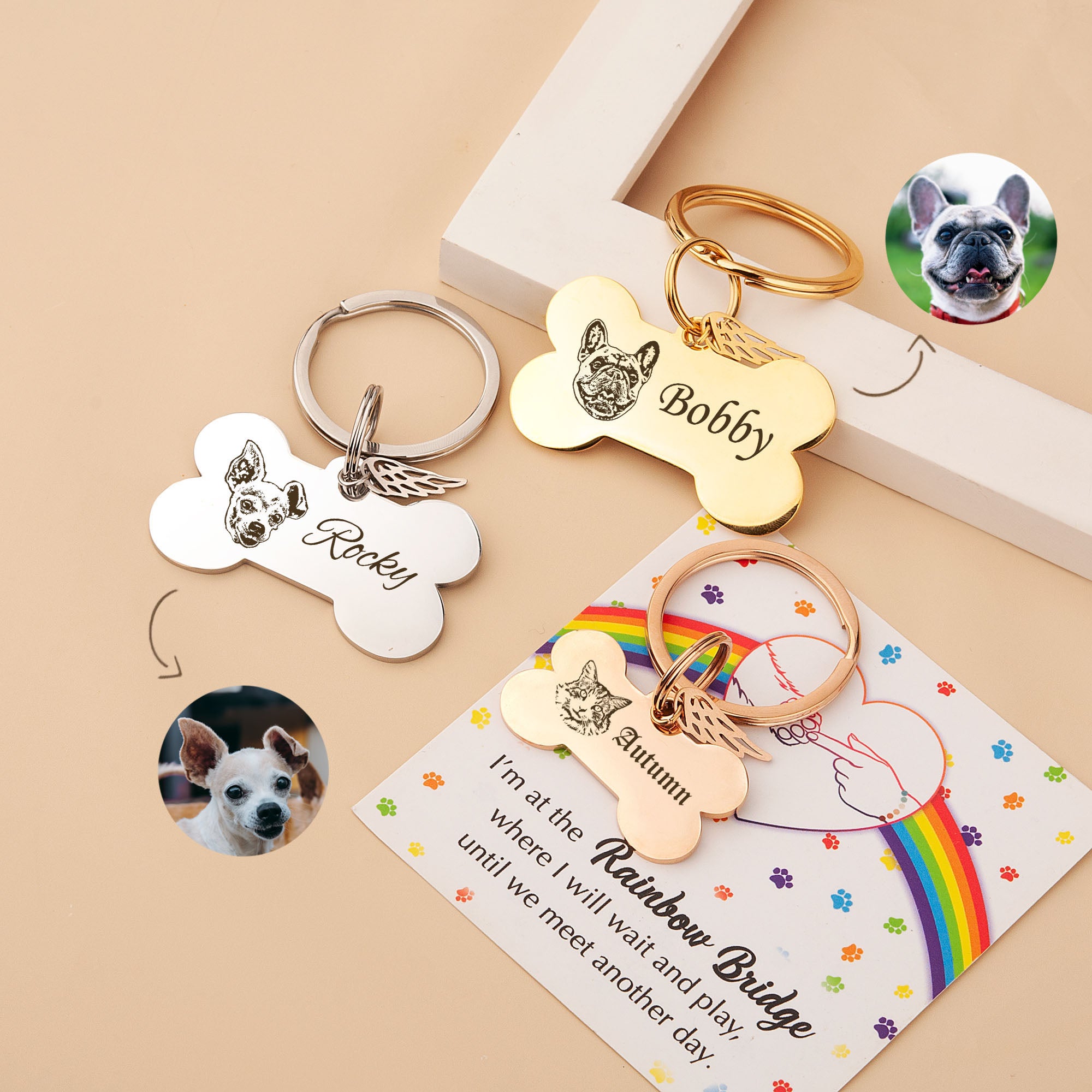 Pet Portrait Dog Bone Dog Tag